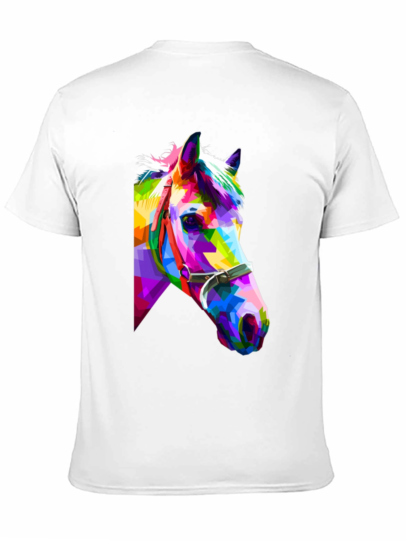 Black Geometric Horse Tee - Colorful Animal Art T-Shirt view 11