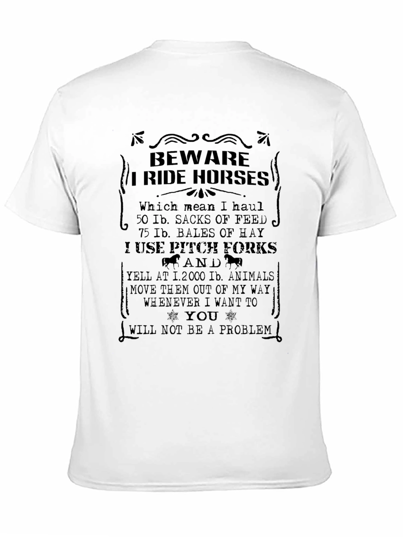Black Beware I Ride Horses Graphic Tee view 11