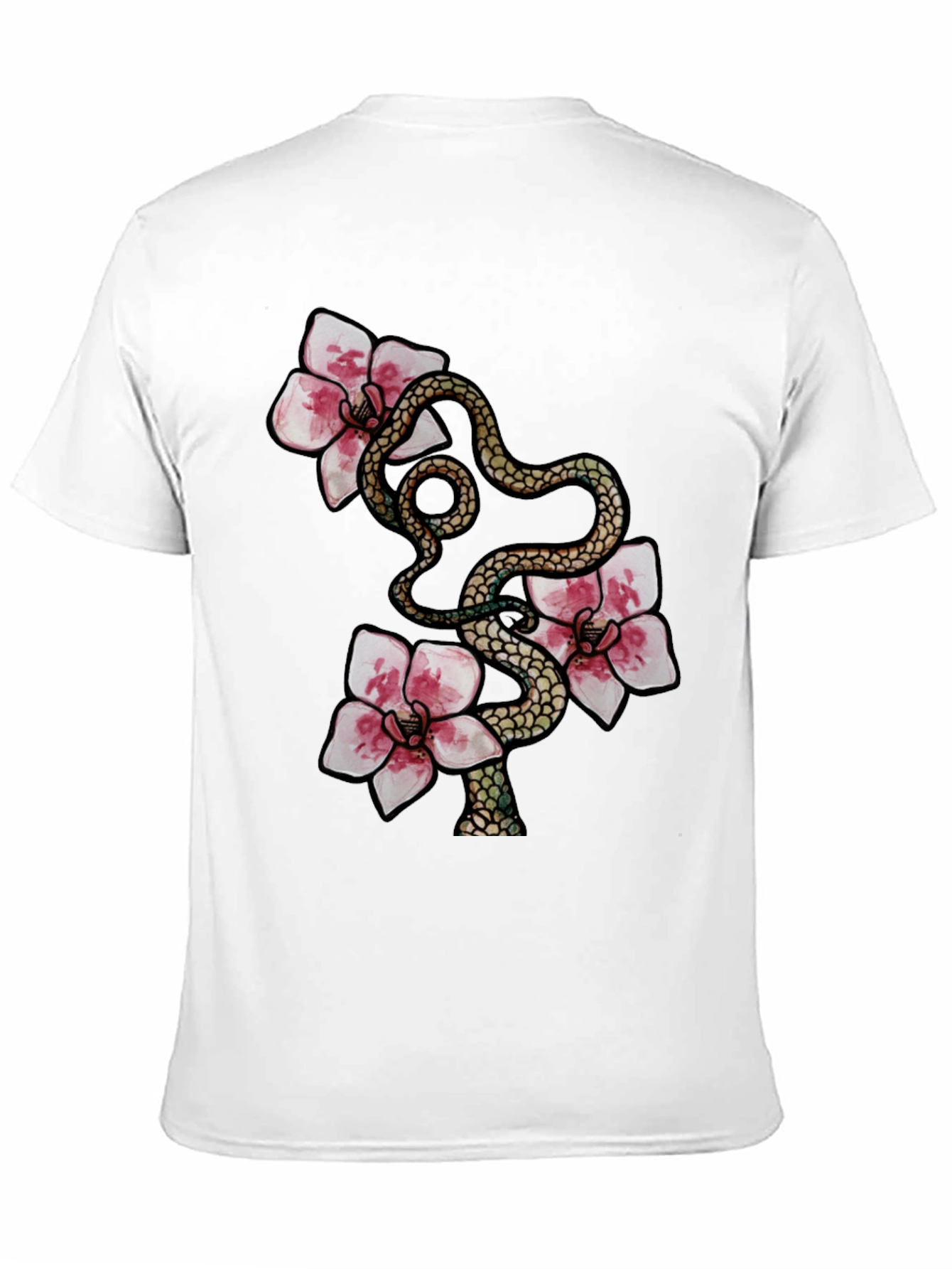 Black Snake & Flowers Graphic Tee view 11