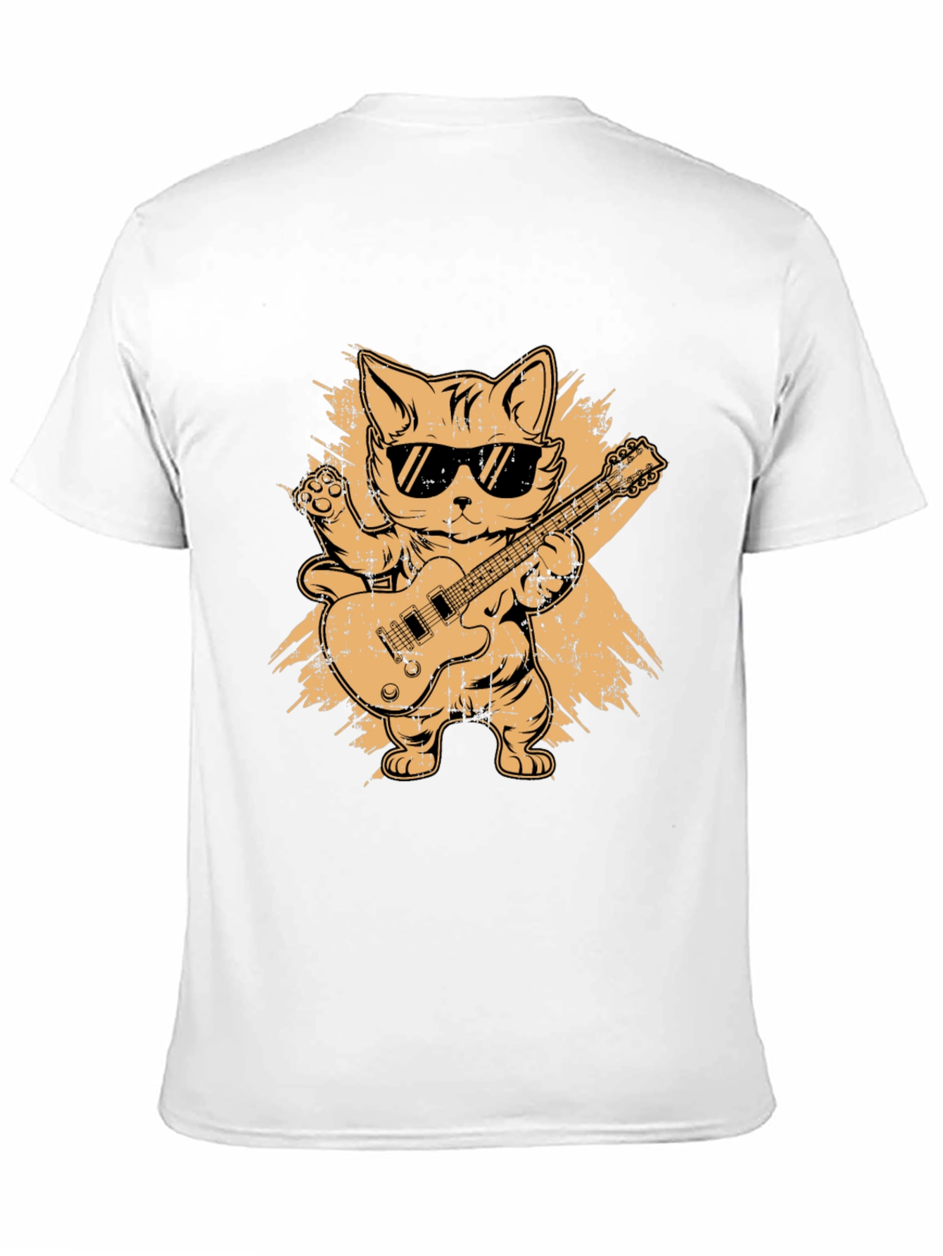 Black Cool Cat Guitarist Graphic T-Shirt view 11
