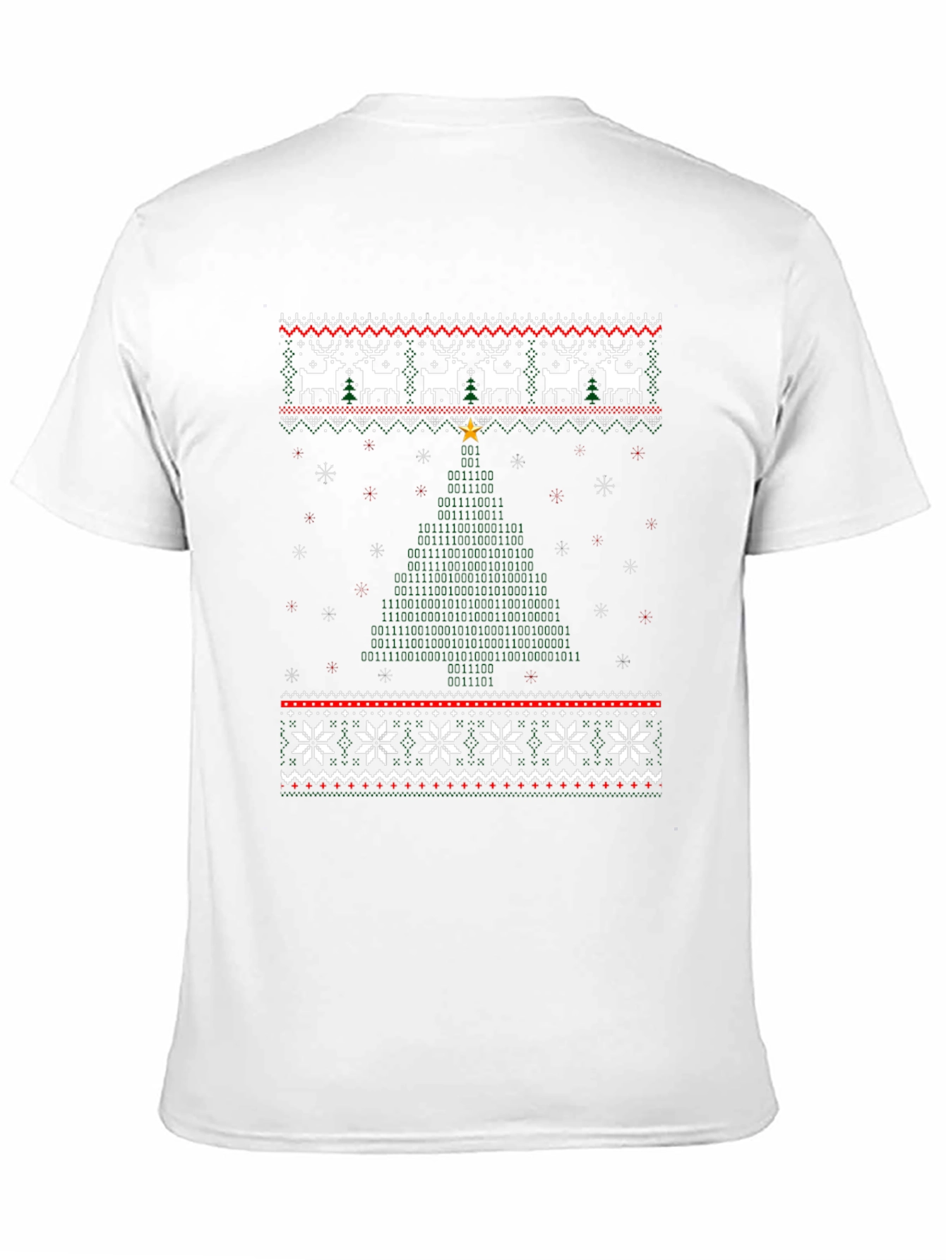 Black Novelty Christmas Binary Code Tree T-Shirt view 11