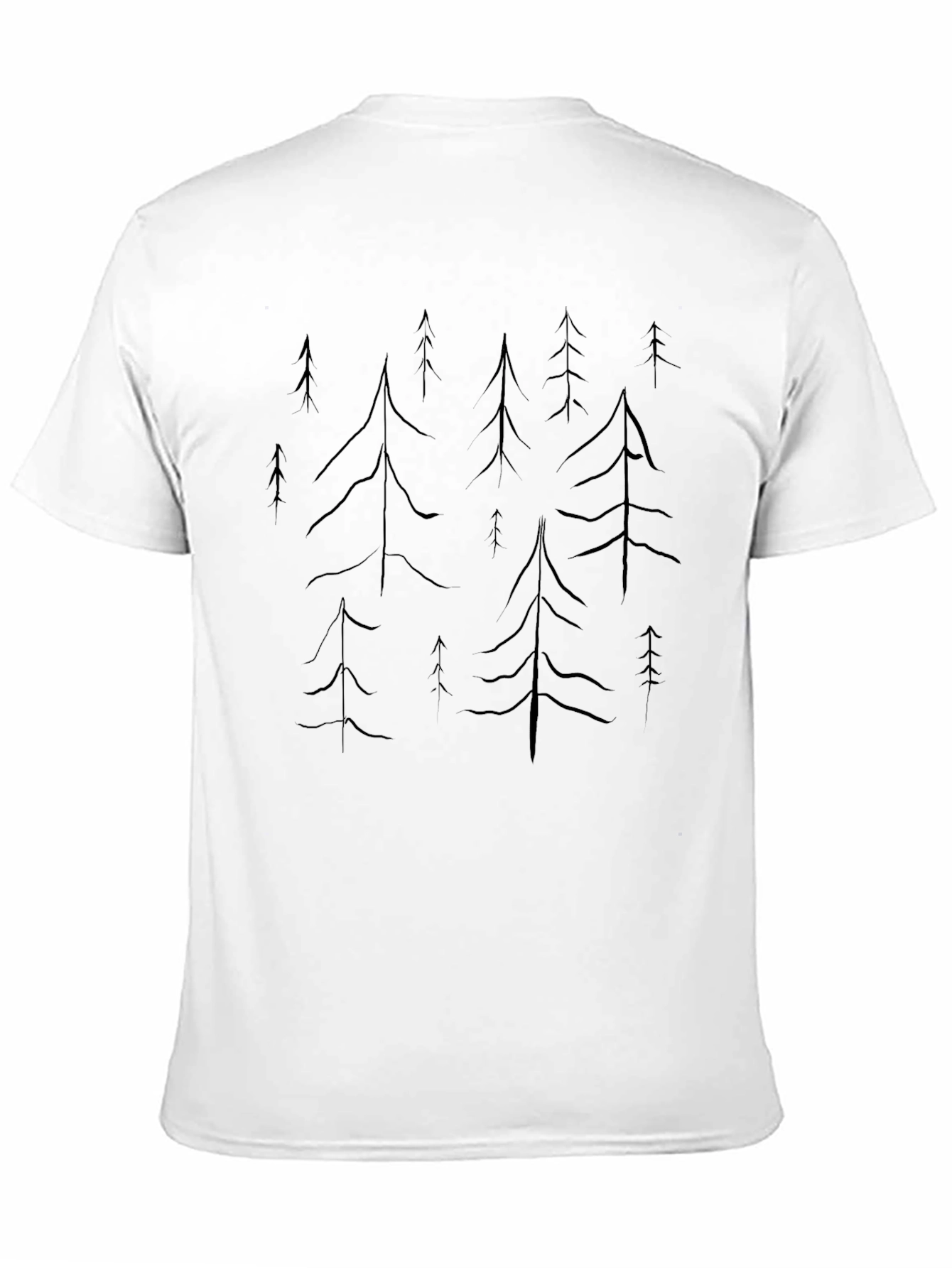 Black Men's Forest Trees Graphic Black Tee view 11