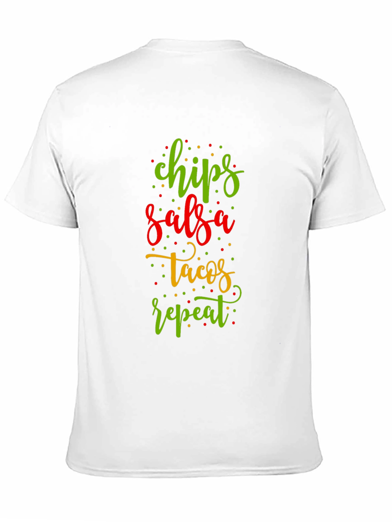 Black Chips Salsa Tacos Repeat Funny Graphic Tee view 11