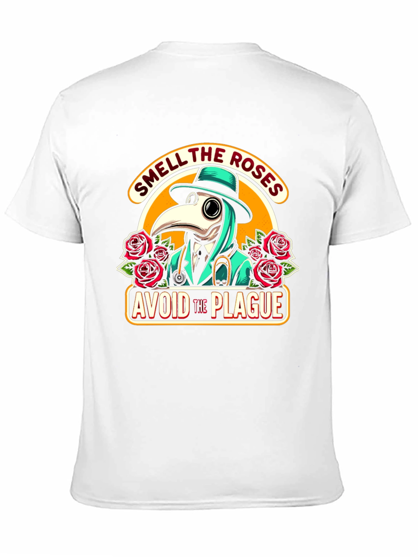 Black Plague Doctor T-Shirt: Smell the Roses, Avoid the Plague view 11