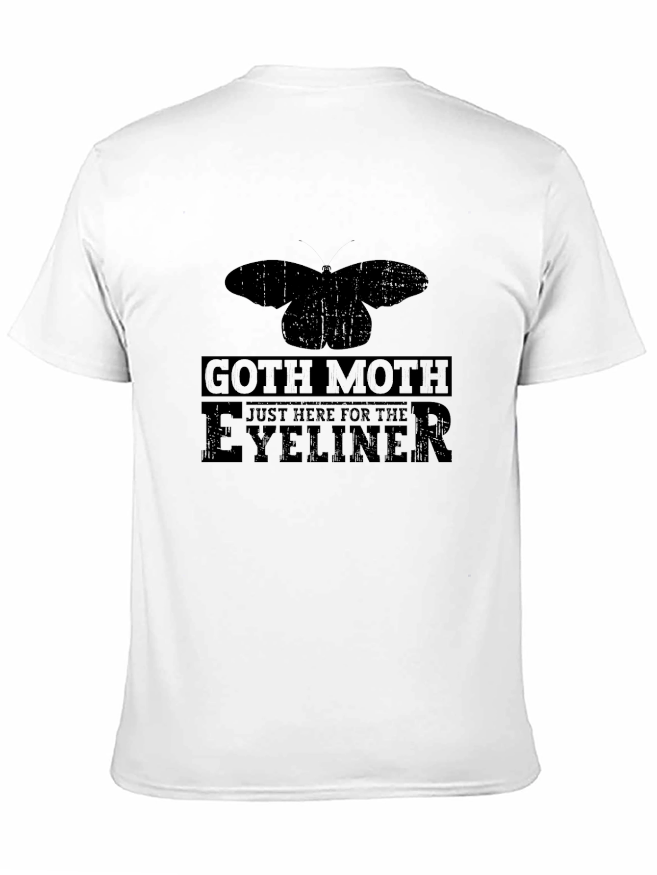 Black Goth Moth Eyeliner T-Shirt - Black Cotton Tee view 11