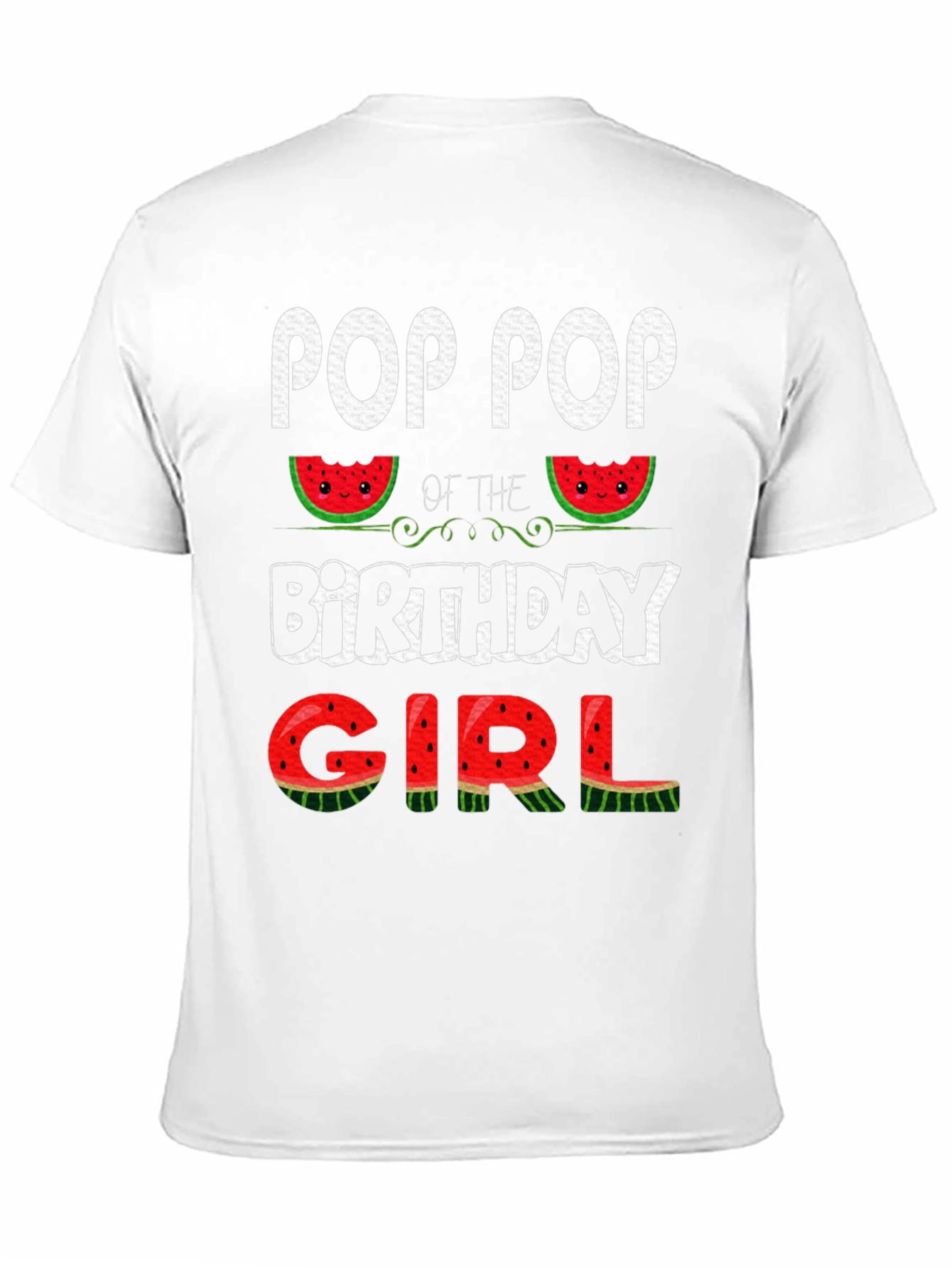 Black Pop Pop of the Birthday Girl Watermelon T-Shirt view 11