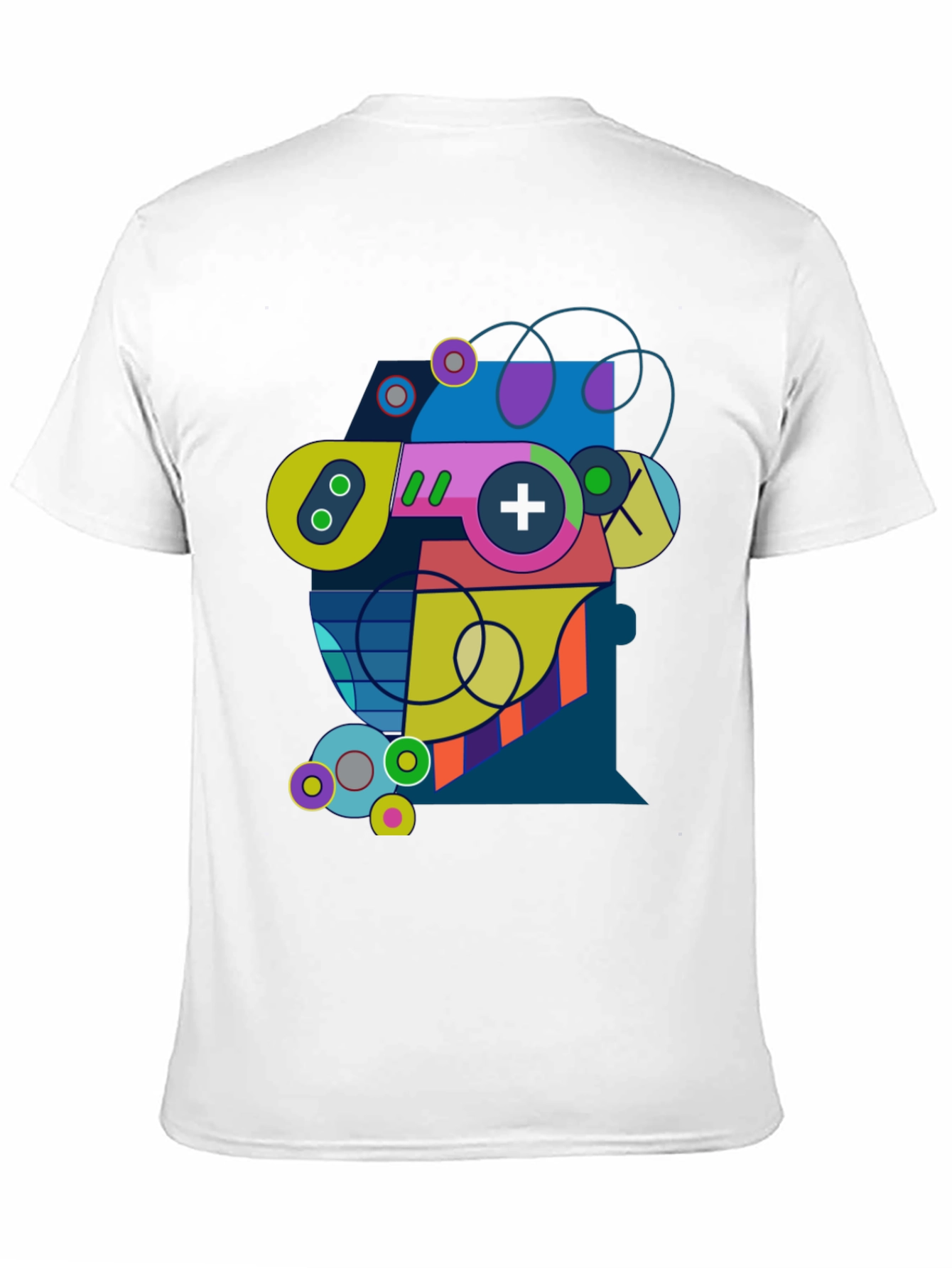 Black Abstract Geometric Game Controller Graphic Tee - Modern Gamer Style view 11