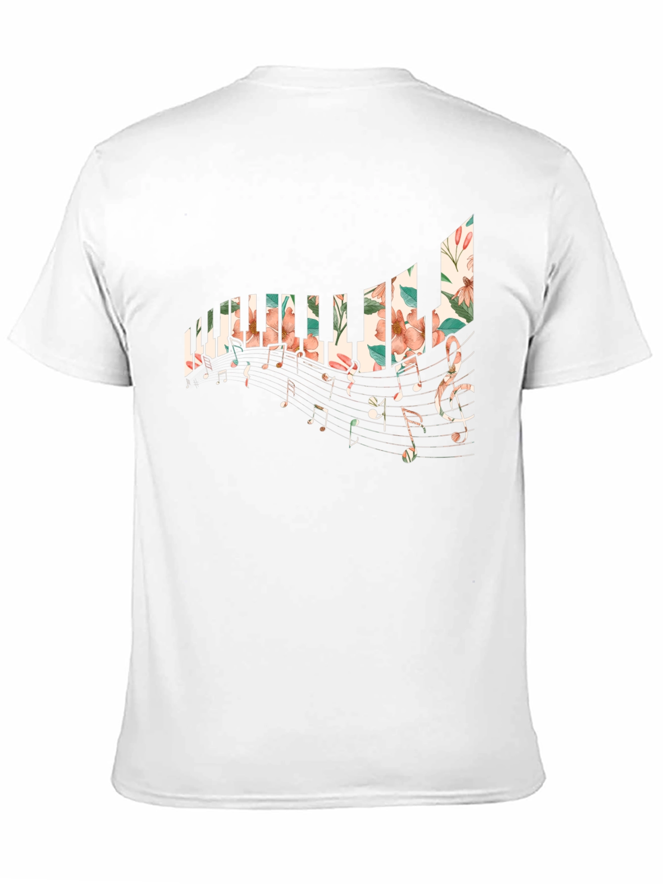 Black Floral Piano Keys T-Shirt view 11