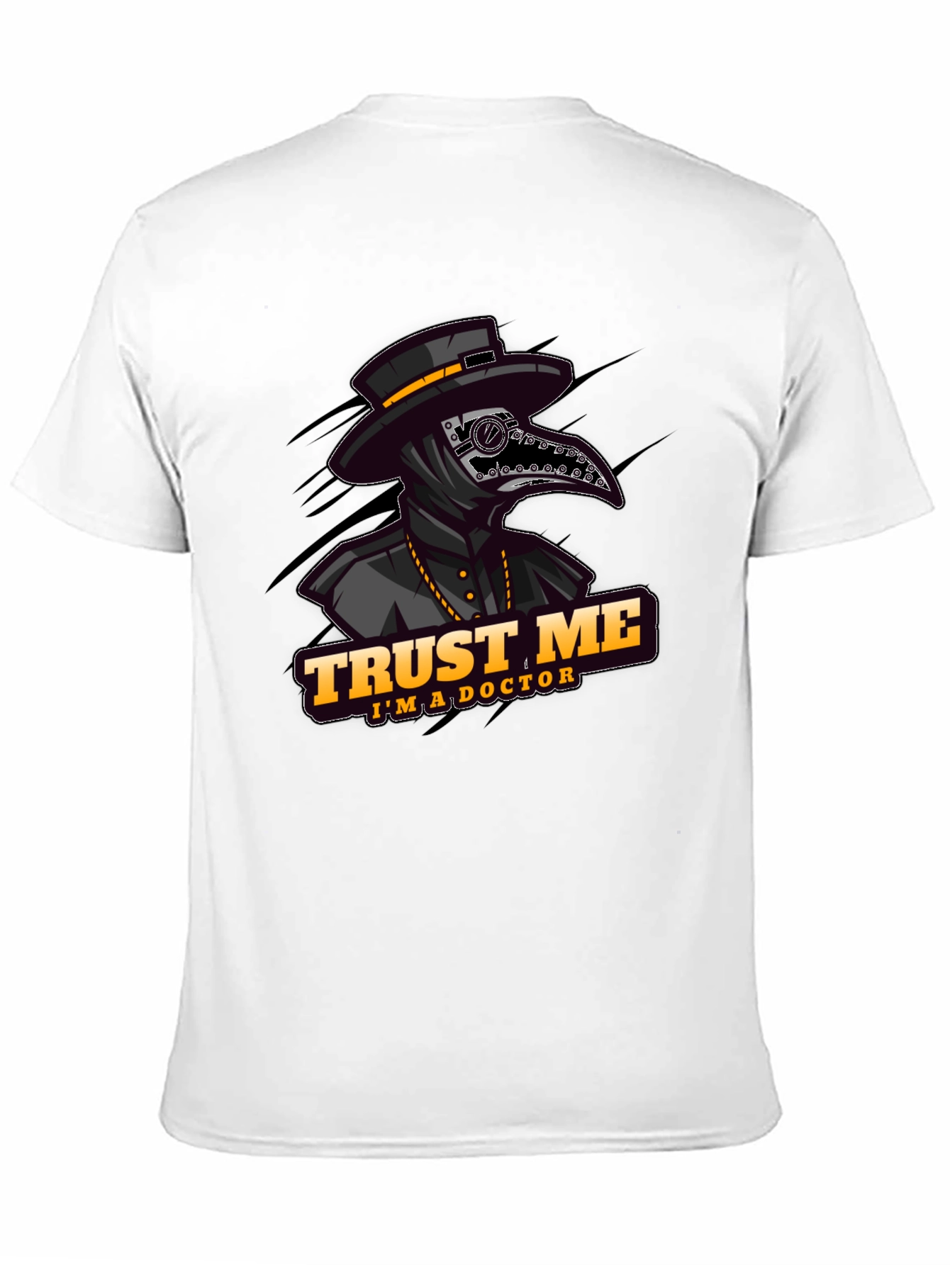 Black Plague Doctor "Trust Me" Graphic T-Shirt view 11