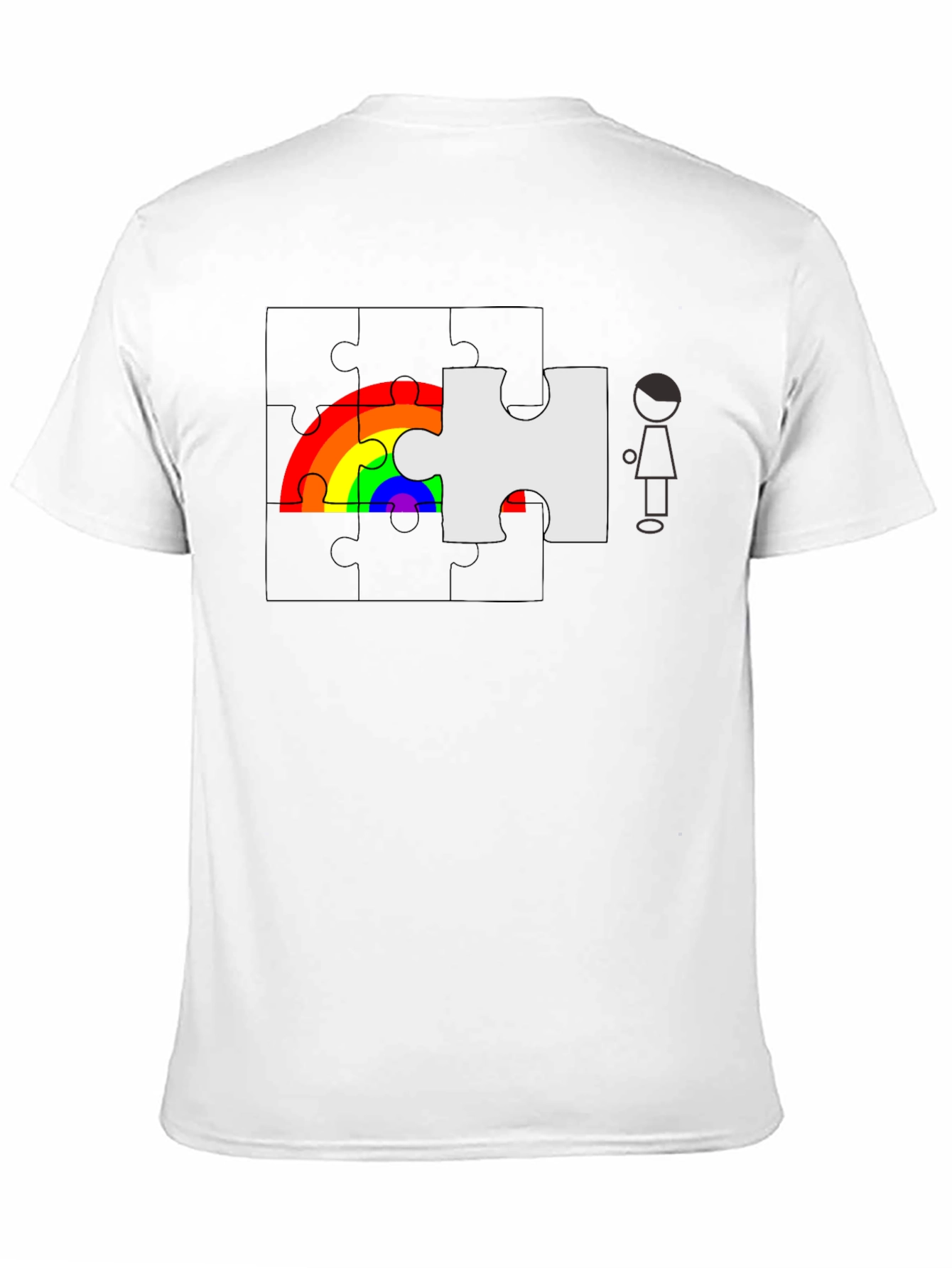 Black Rainbow Puzzle Piece Graphic Tee - Autism Awareness view 11