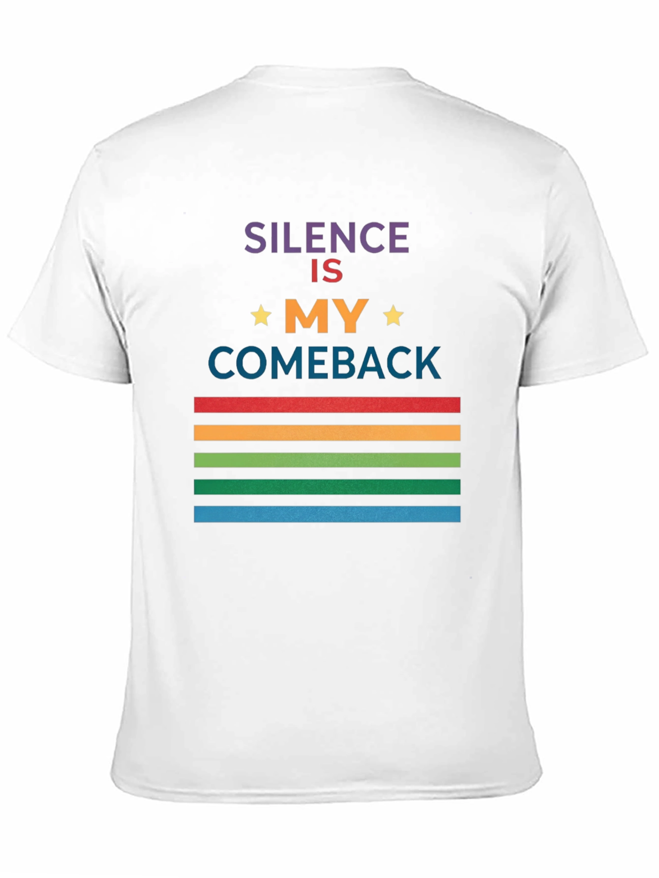 Black Silence Is My Comeback Rainbow Striped T-Shirt view 11