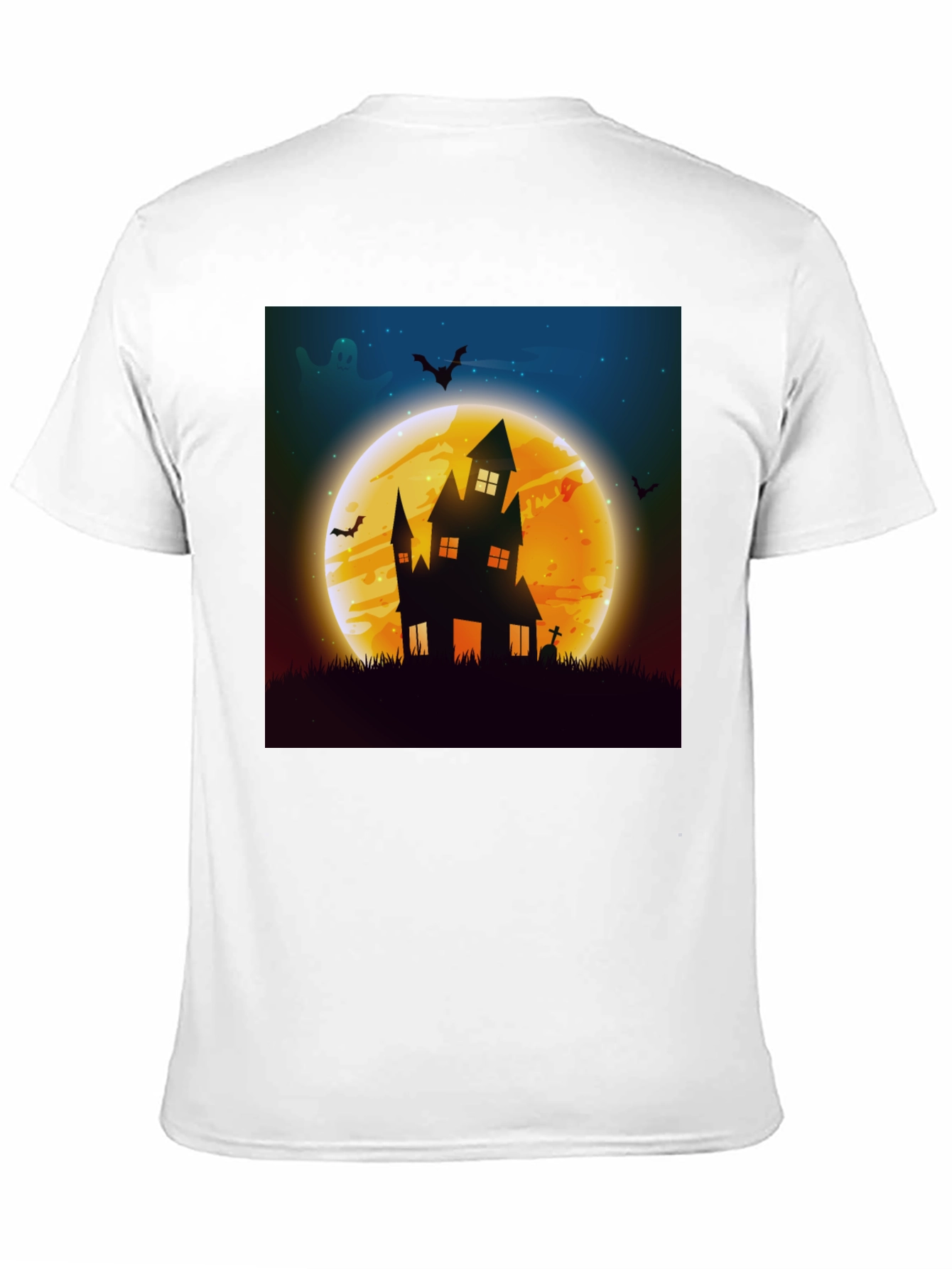 Black Spooky Halloween Haunted House Graphic Tee view 11