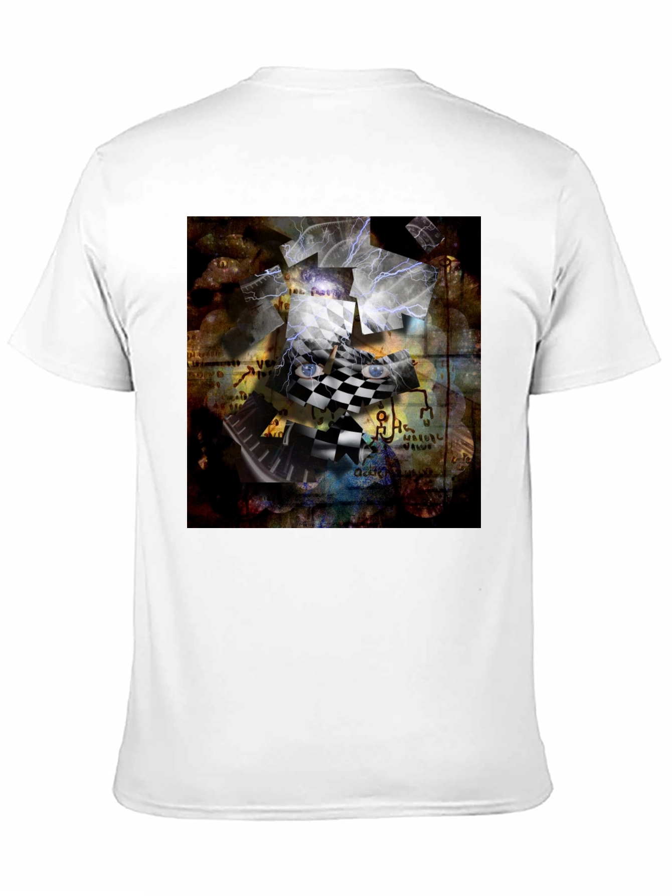 Black Abstract Chessboard Graphic Tee view 11