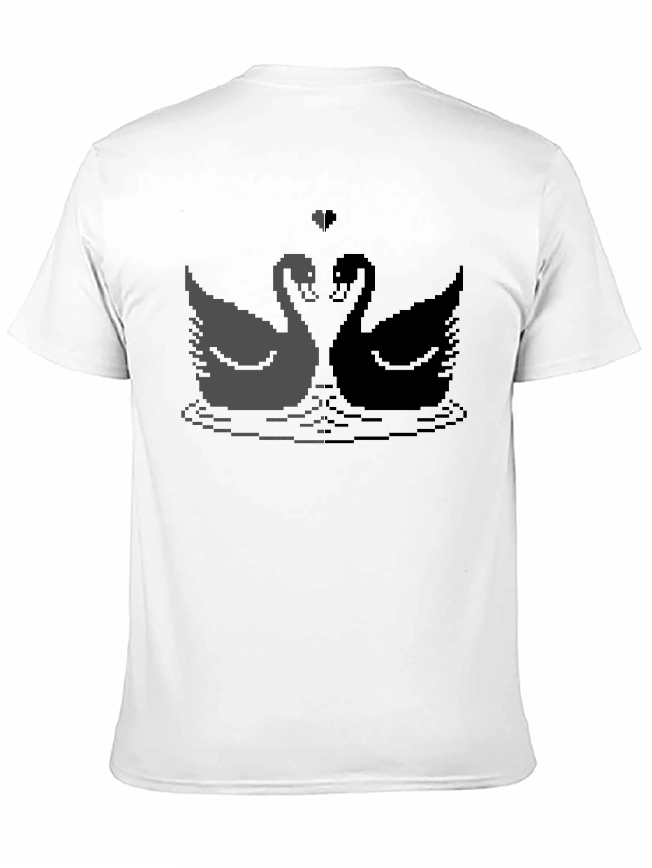 Black Pixel Swan Love T-Shirt - Black view 11