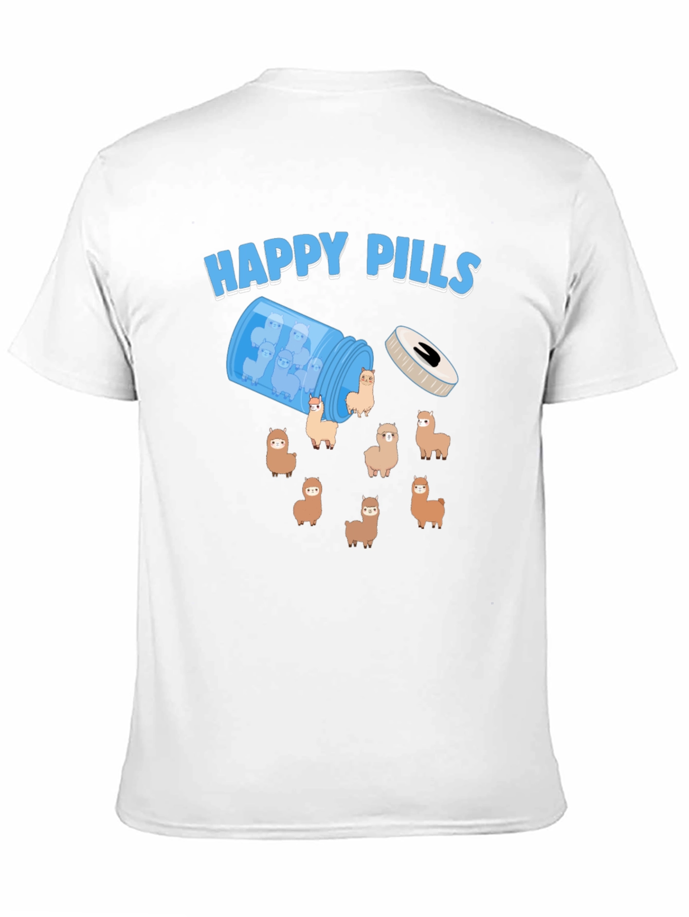 Black Happy Pills Alpaca T-Shirt - Cute & Quirky Design view 11