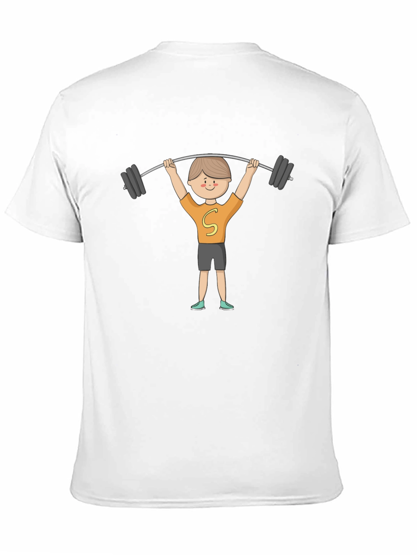 Black Cartoon Weightlifter Graphic Tee view 11
