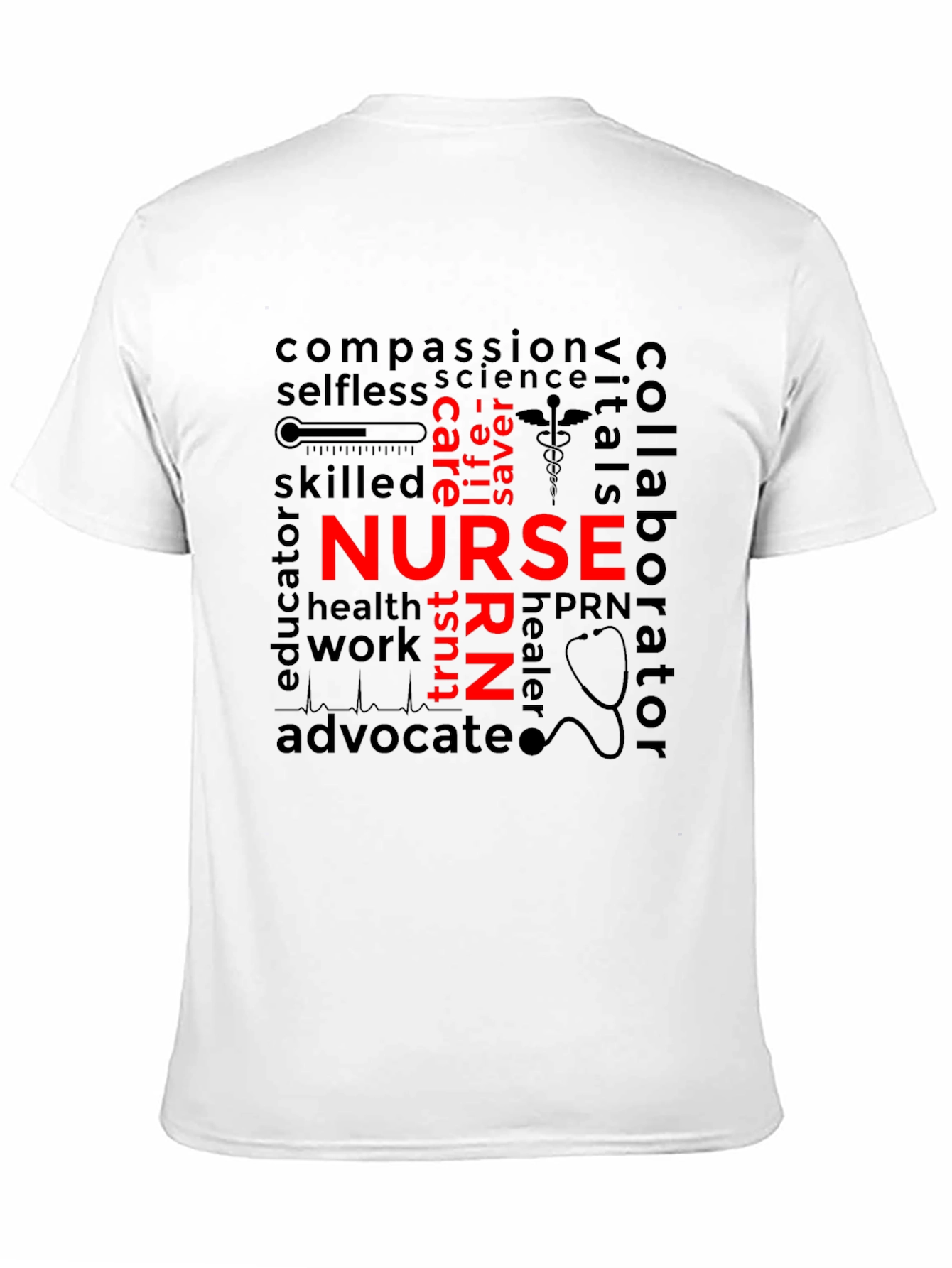 Black Nurse Word Art T-Shirt - Black Unisex view 11
