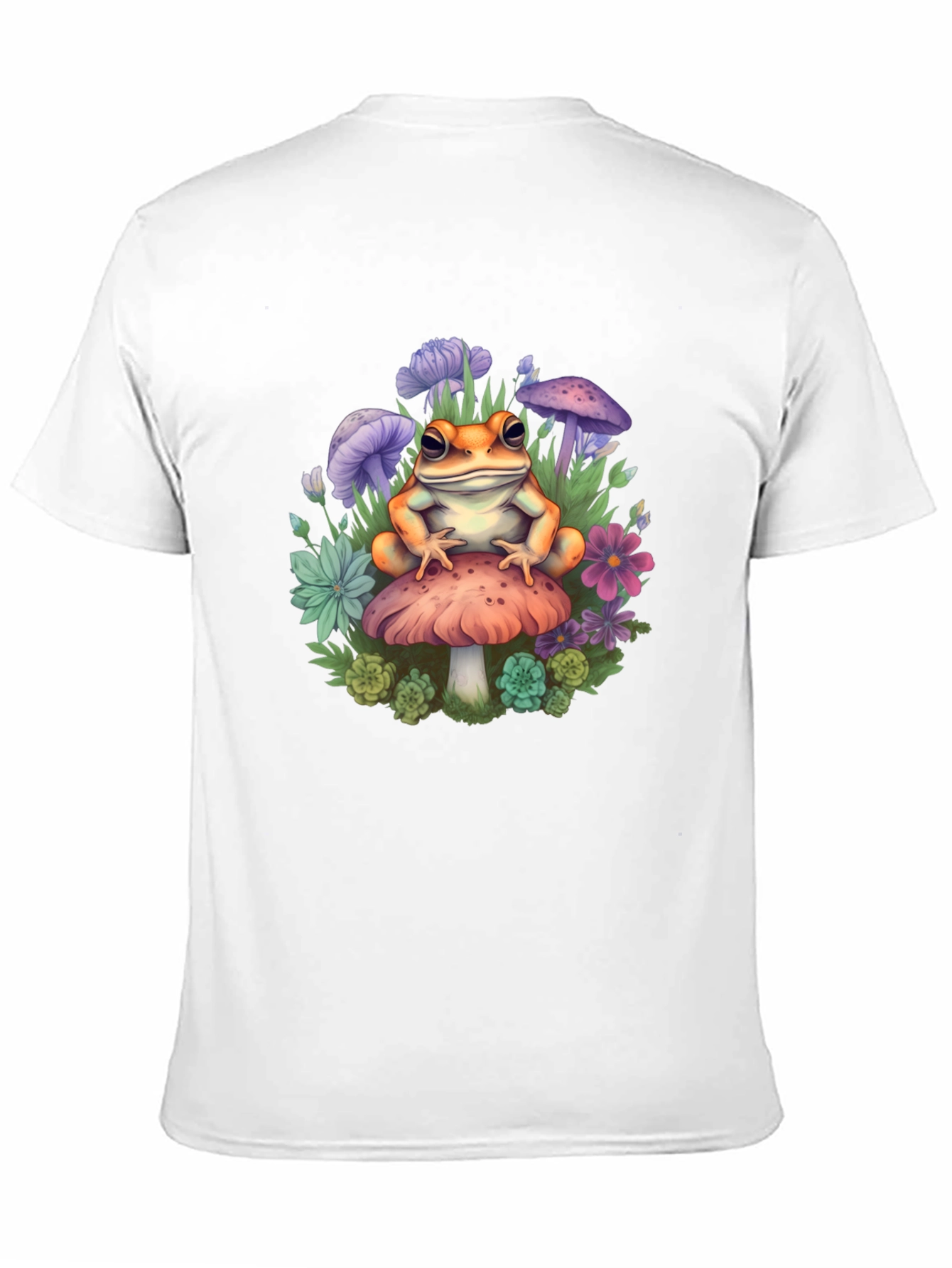 Black Frog on Mushroom Graphic Tee - Whimsical Toadstool Design view 11
