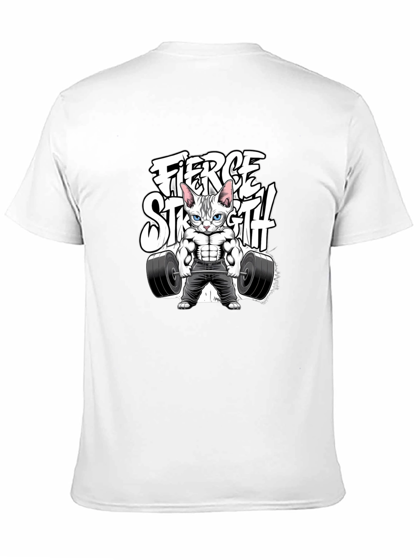 Fierce Strength Cat T-Shirt - Gym Humor Tee - 11