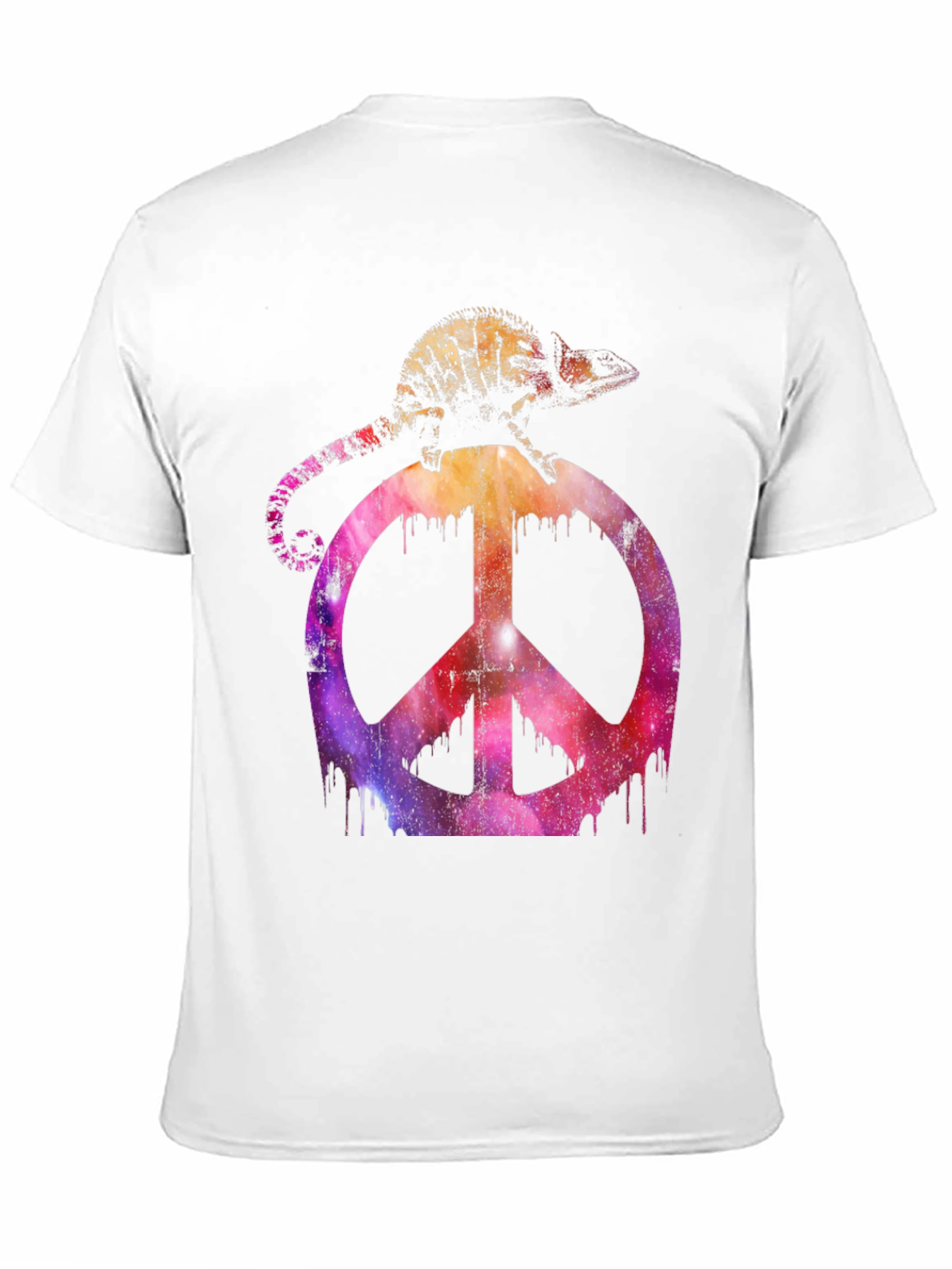 Black Chameleon Peace Sign Graphic T-Shirt view 11