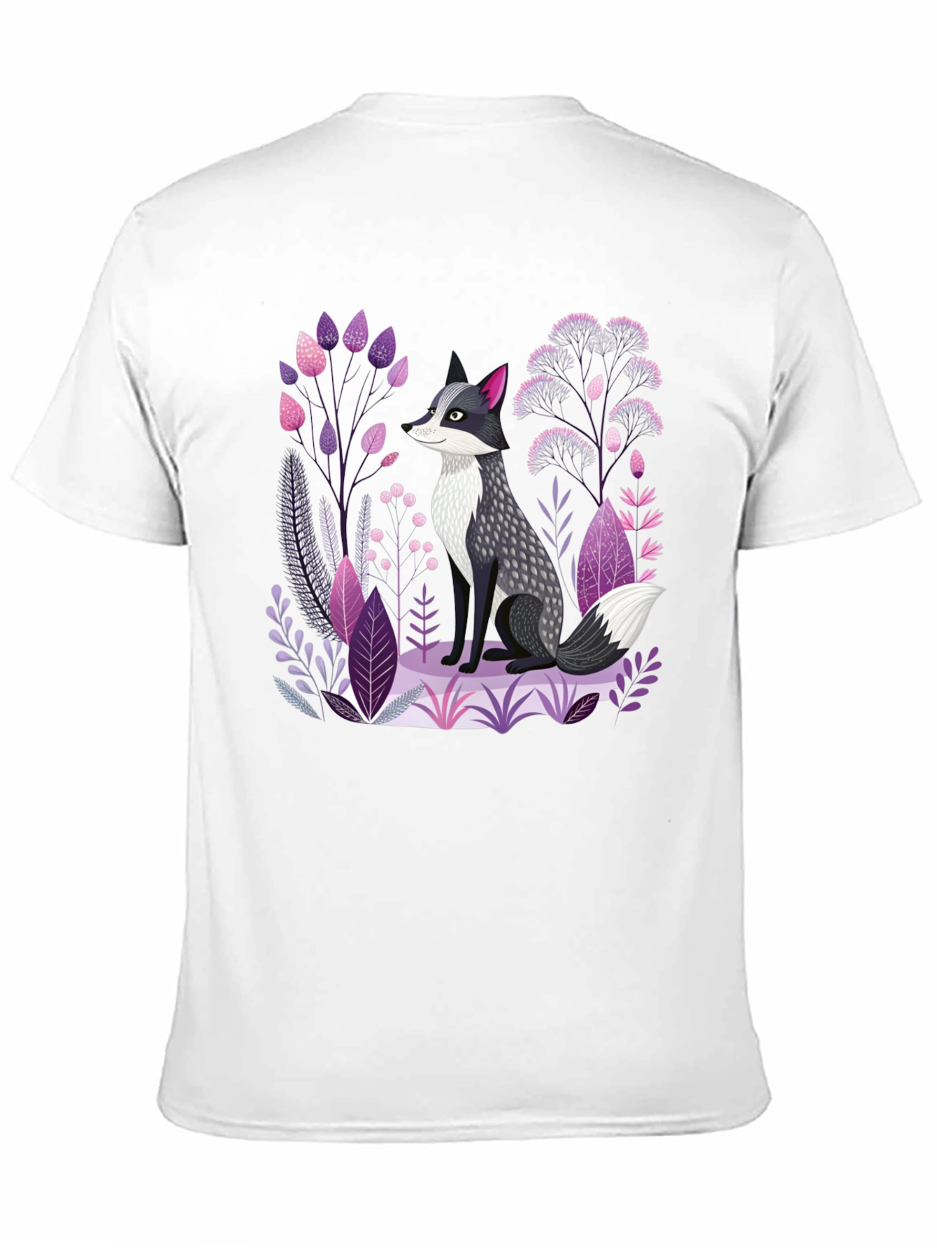 Black Fox & Floral Graphic Print Black T-Shirt view 11
