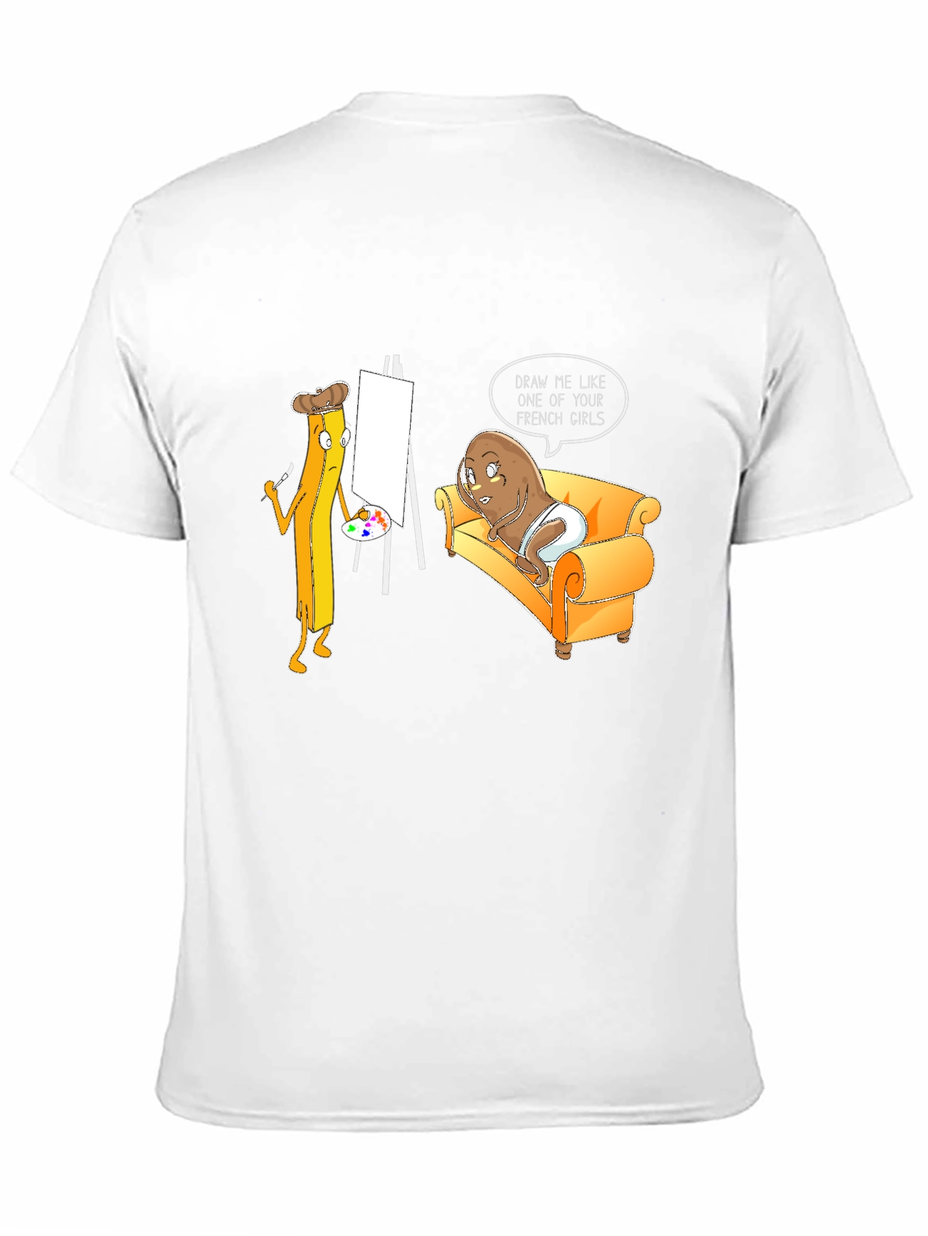Black Funny Potato and Fries Art T-Shirt view 11