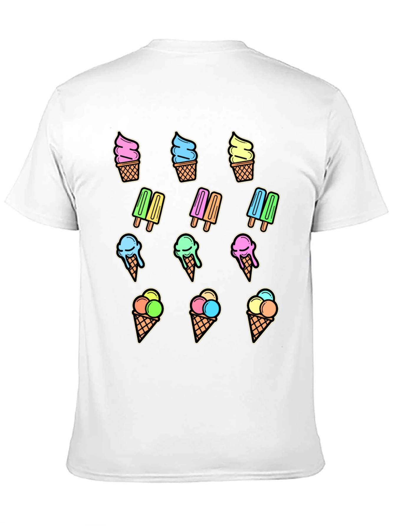 Black Fun Ice Cream Print T-Shirt - Summer Style view 11