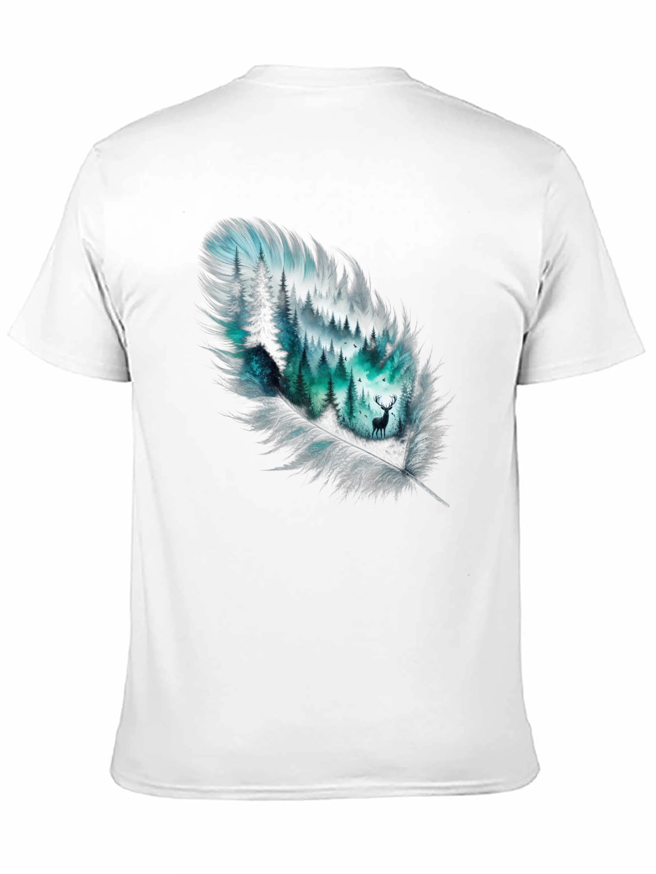 Black Feather Forest Graphic Tee - Nature Inspired Design view 11