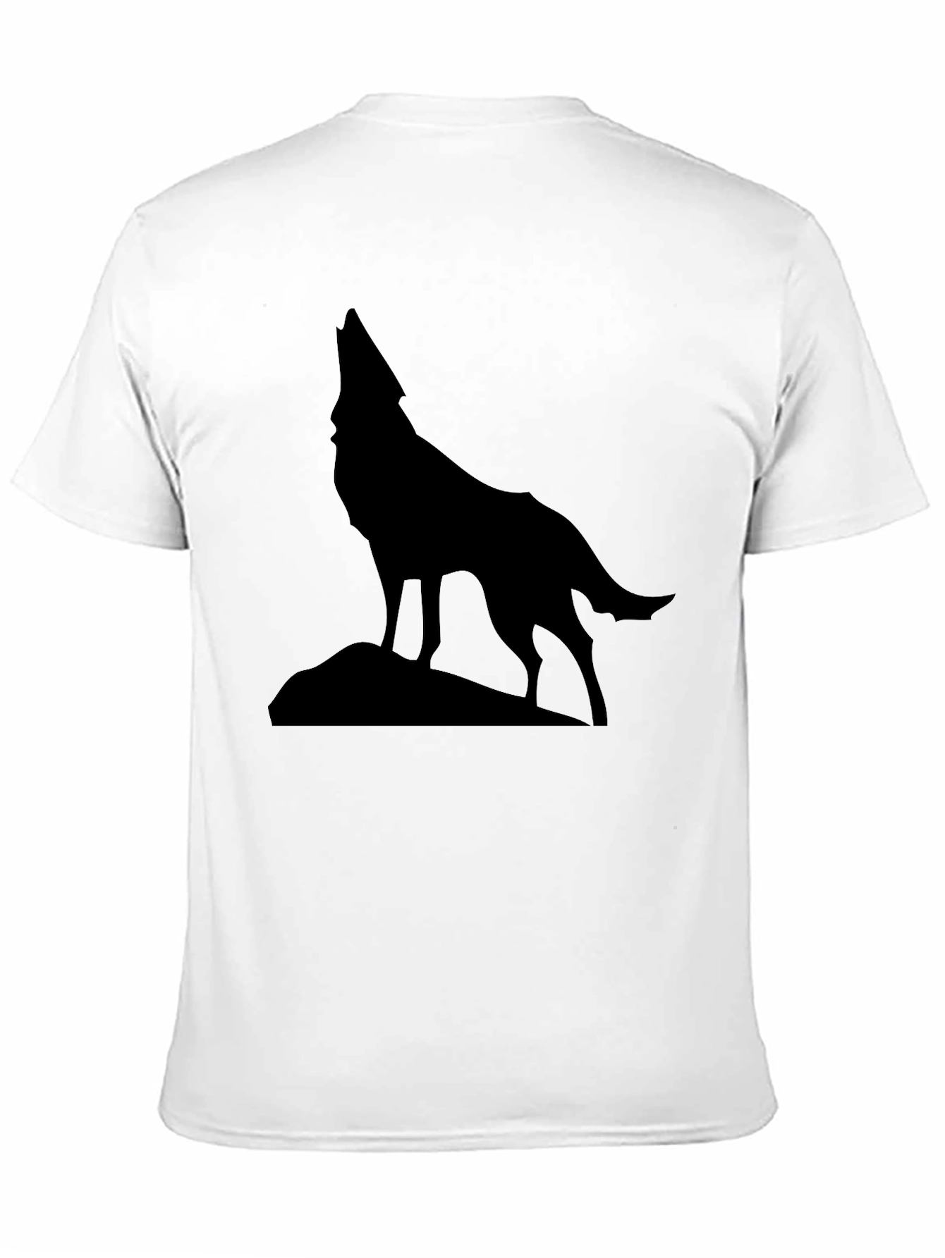 Wolf Howling Silhouette Graphic Tee - Black Cotton - 11