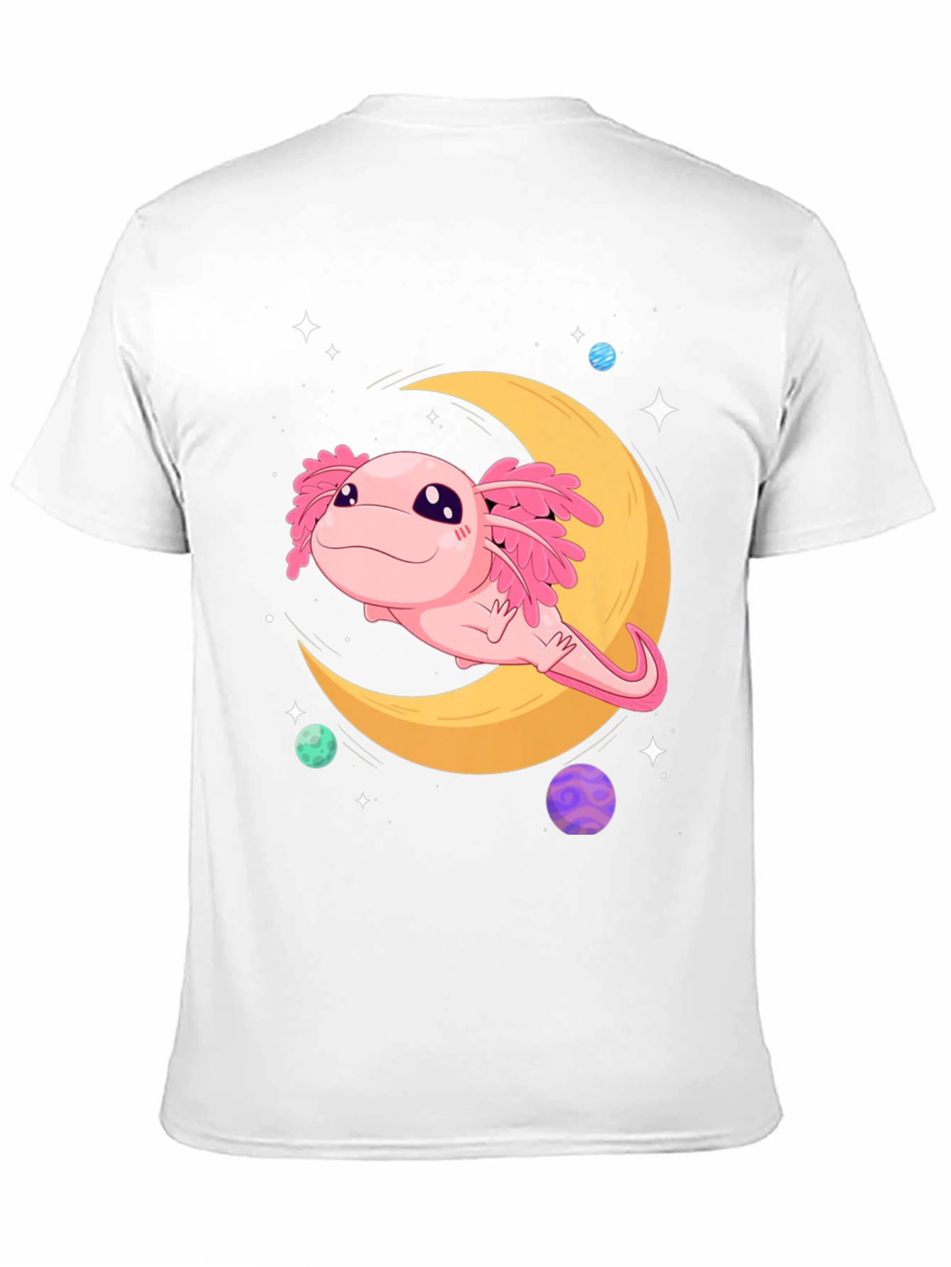 Black Axolotl Moon T-Shirt - Cute Space Design view 11