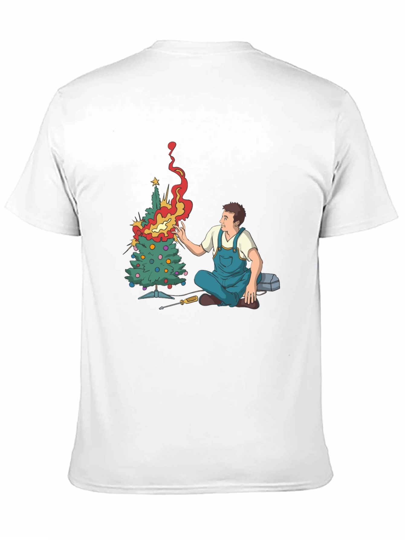 Black Burning Christmas Tree Graphic Tee view 11