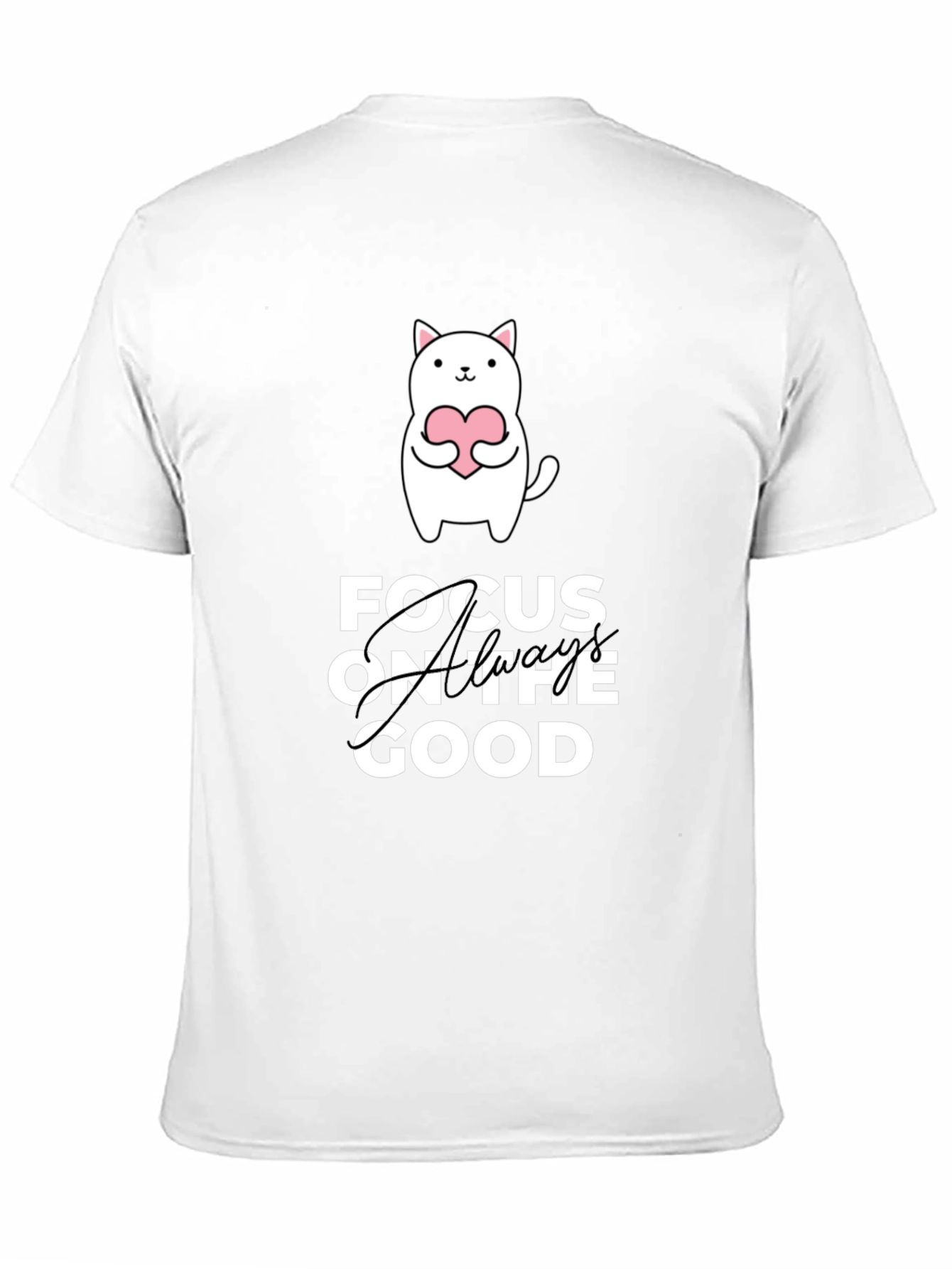 Black Focus on the Good T-Shirt - Cute Cat Design view 11