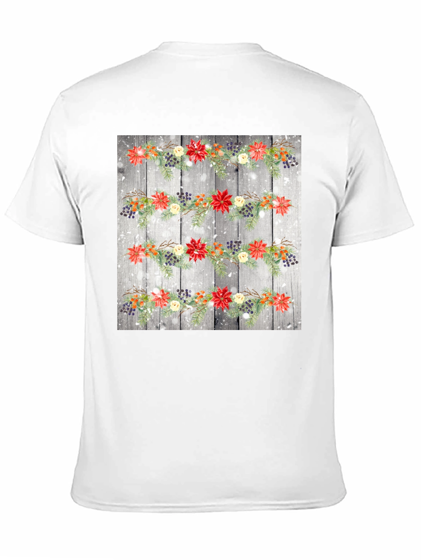 Black Festive Floral Garland T-Shirt view 11