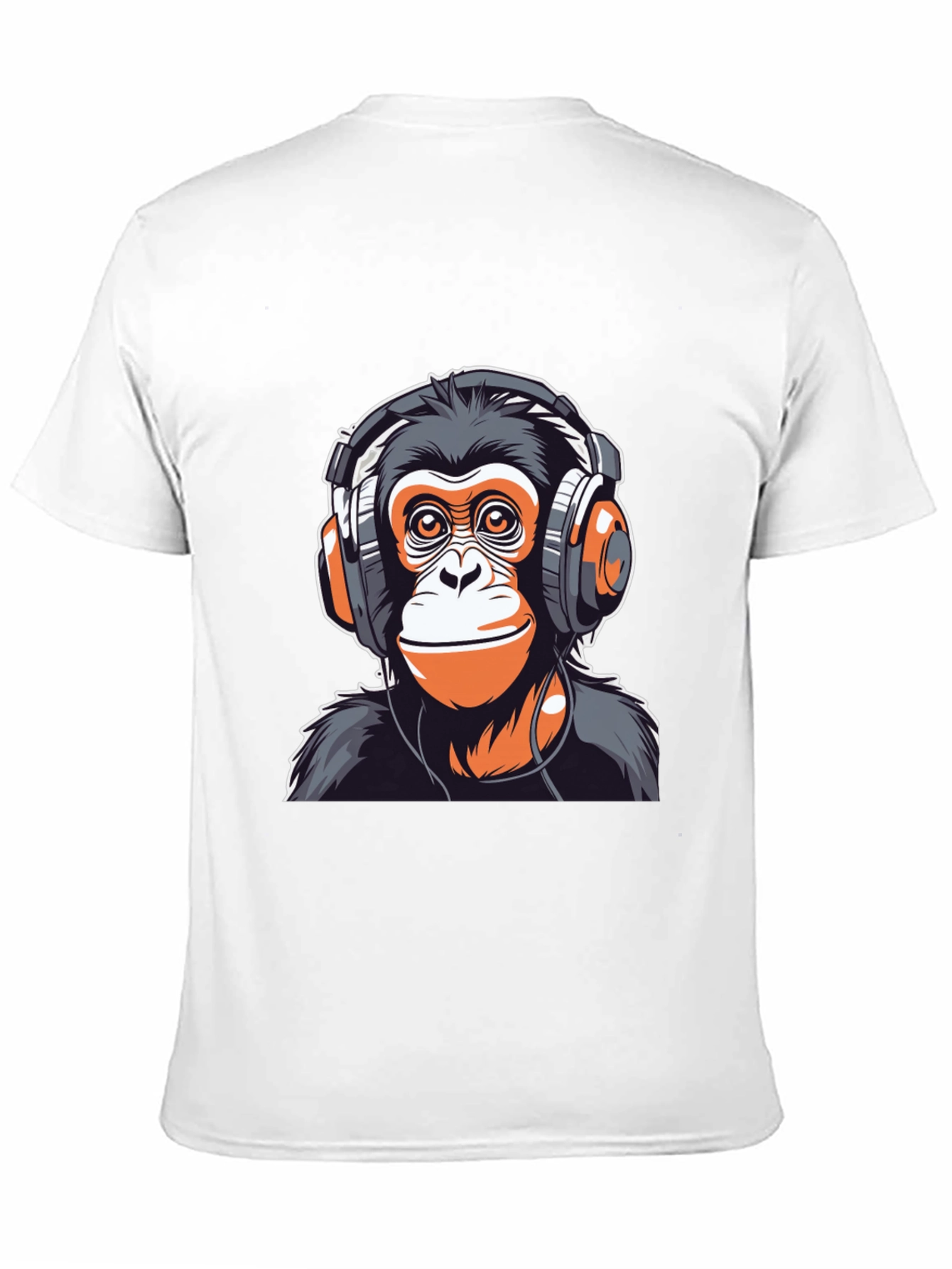 Black Cool Monkey Headphones Graphic Tee view 11
