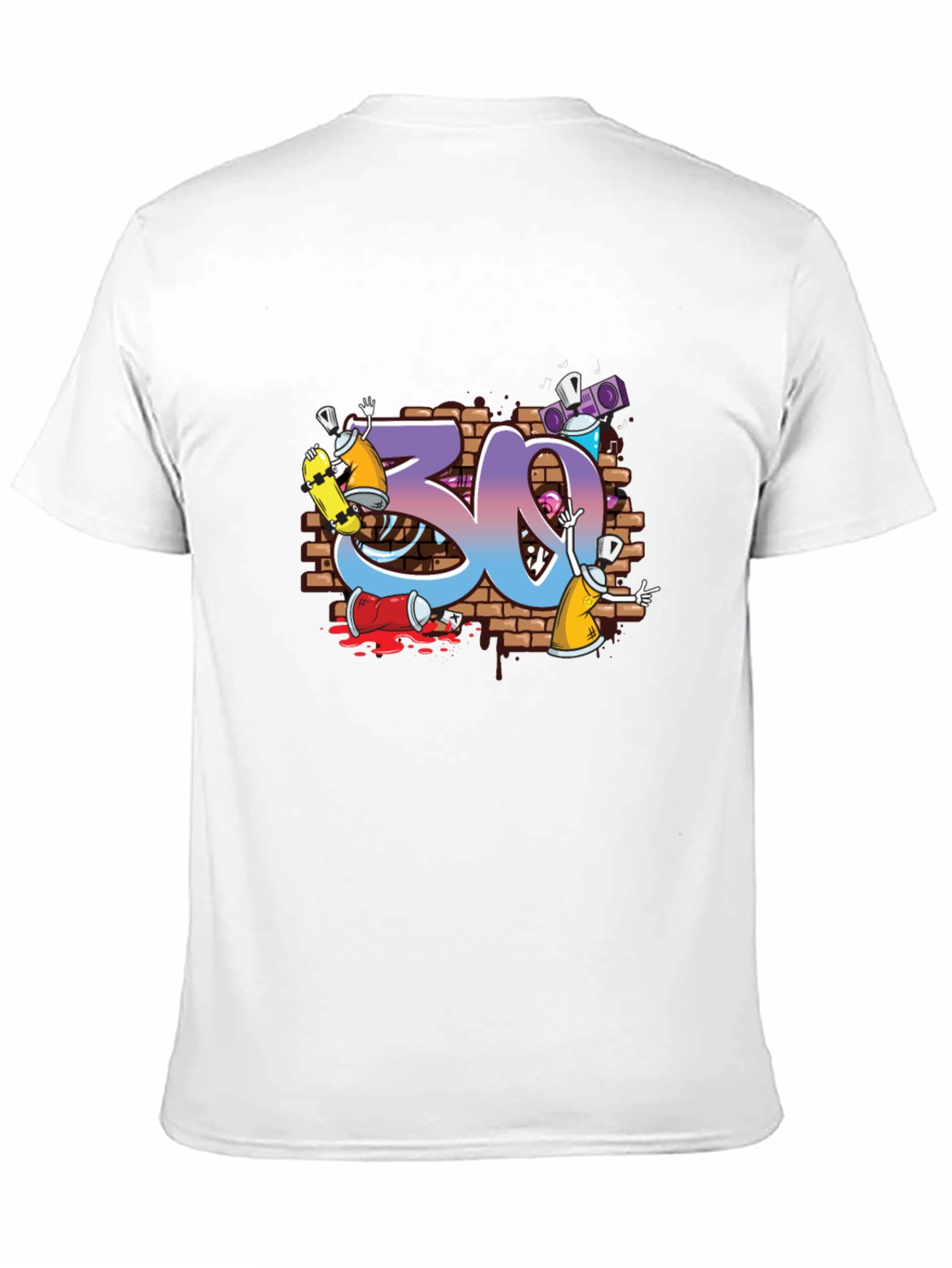 Black Graffiti Style Number 30 Graphic T-Shirt view 11