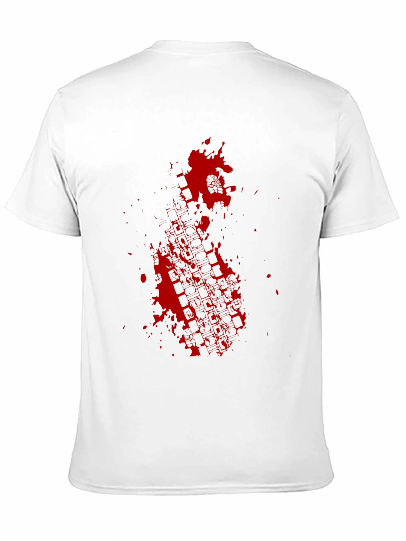 Black Black Tee with Red Tire Track Splatter Graphic view 11