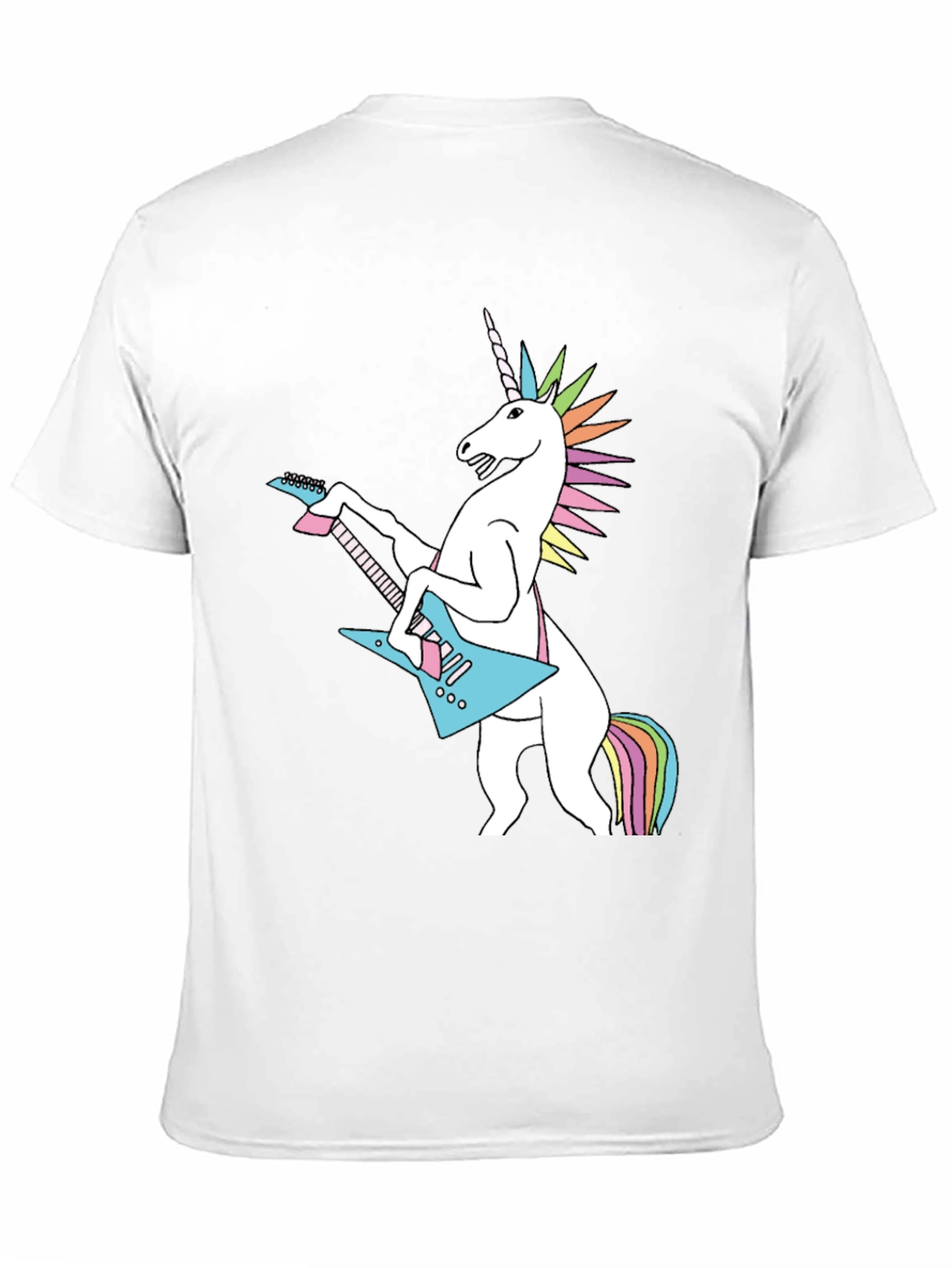 Black Unicorn Rock Guitar Black T-Shirt - Novelty Graphic Tee view 11