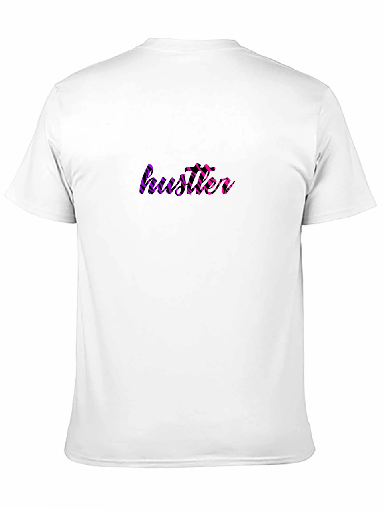 Black Stylish Men's Black Tee with Zebra Print Word view 11