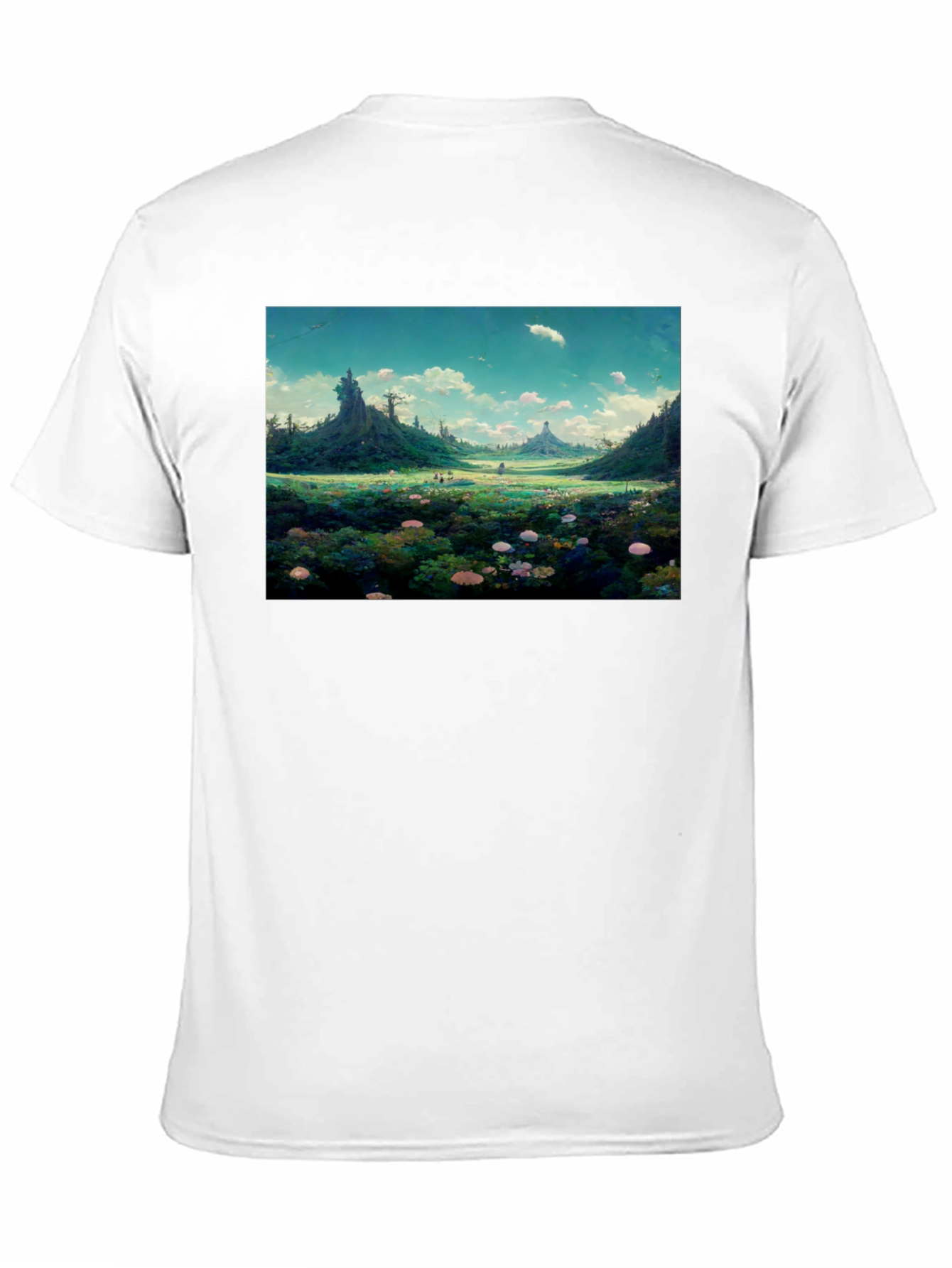 Black Whimsical Landscape Graphic Tee - Nature Lover's Shirt view 11