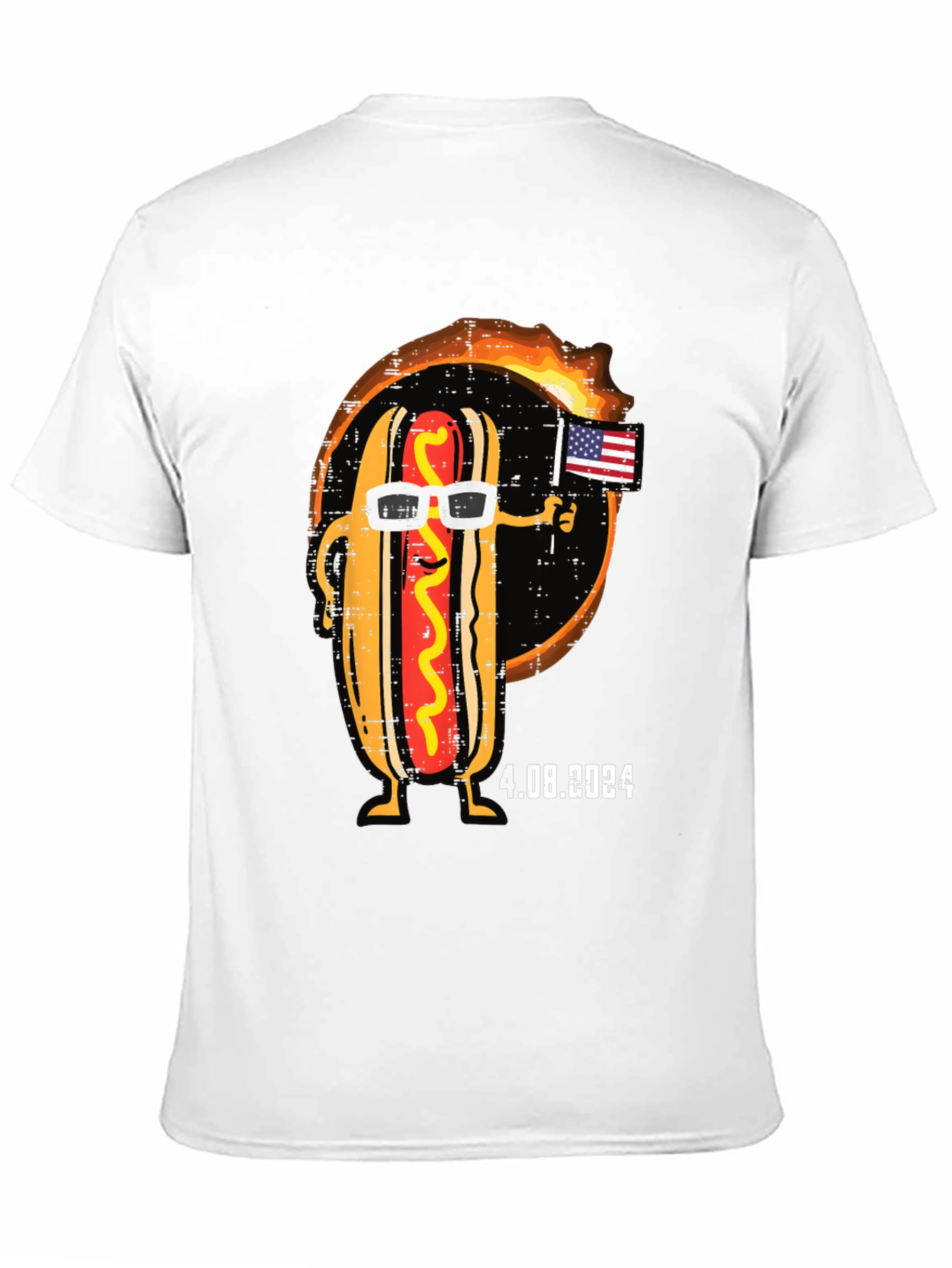 Black Cool Hot Dog T-Shirt - American Flag & Sunglasses view 11