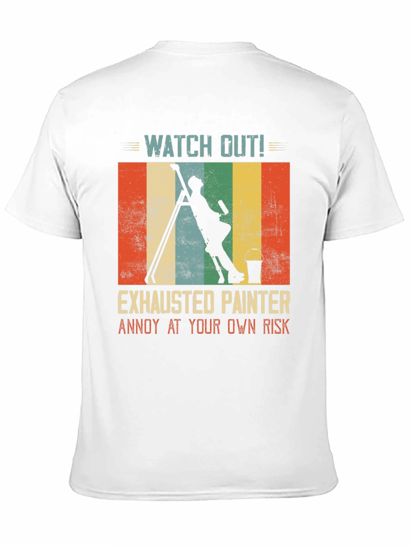 Black Exhausted Painter T-Shirt: Funny Painting Crew Apparel view 11