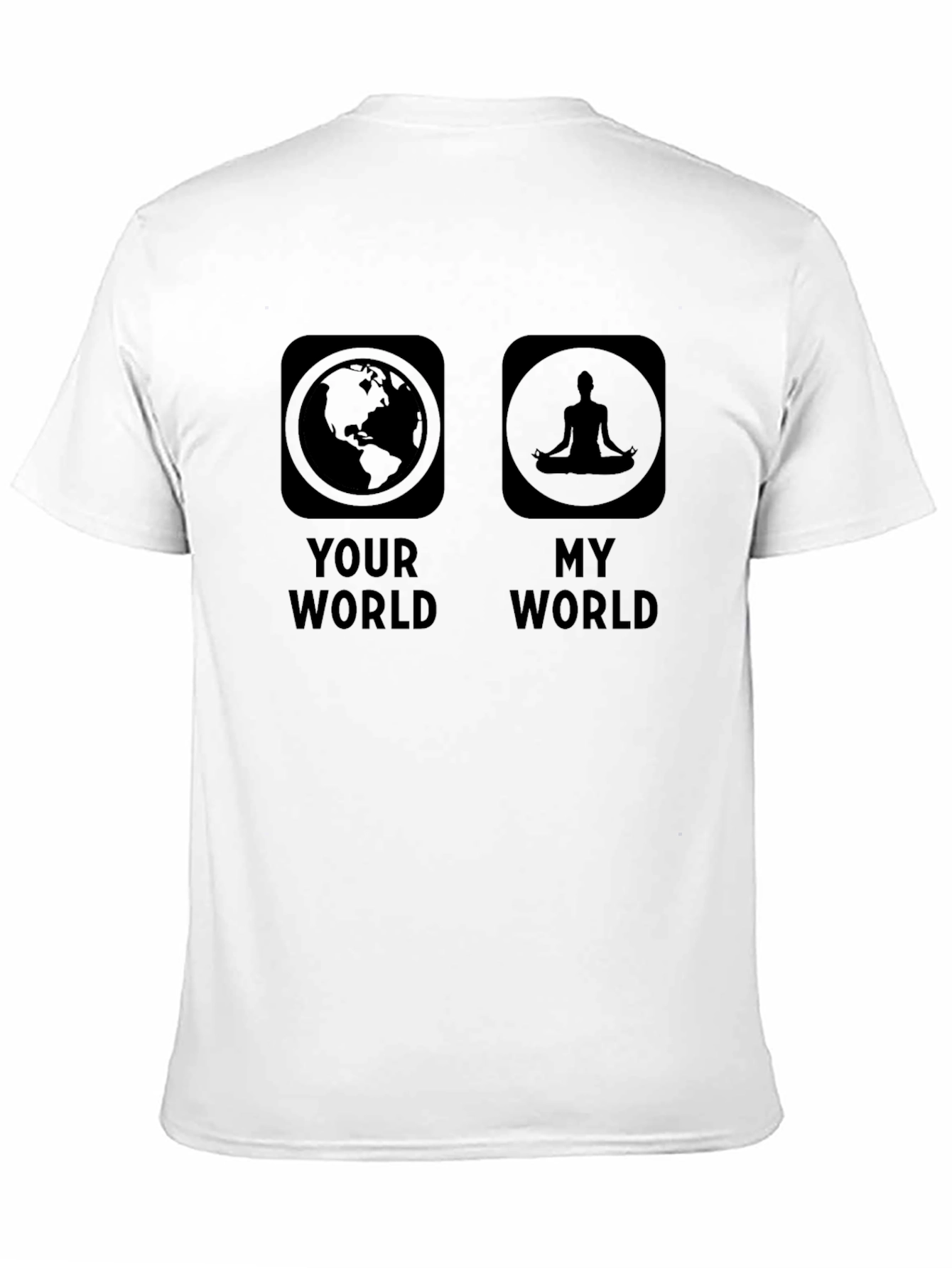 Black Your World My World Yoga Meditation Graphic Tee view 11