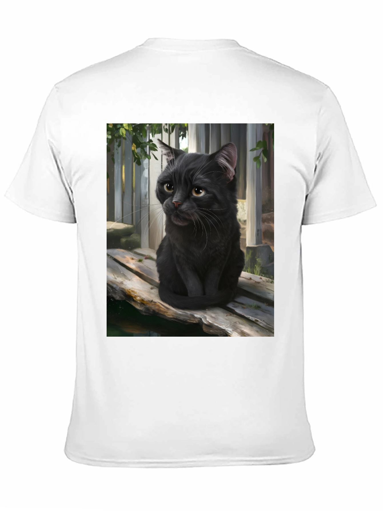 Black Black Cat Portrait Graphic T-Shirt view 11