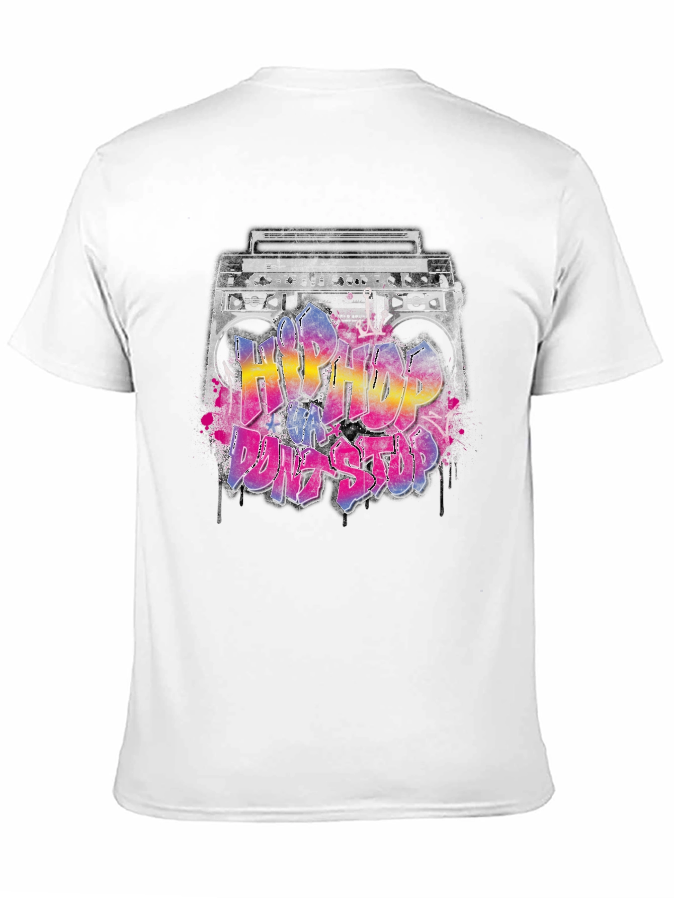 Black Hip Hop Boombox Graphic T-Shirt view 11