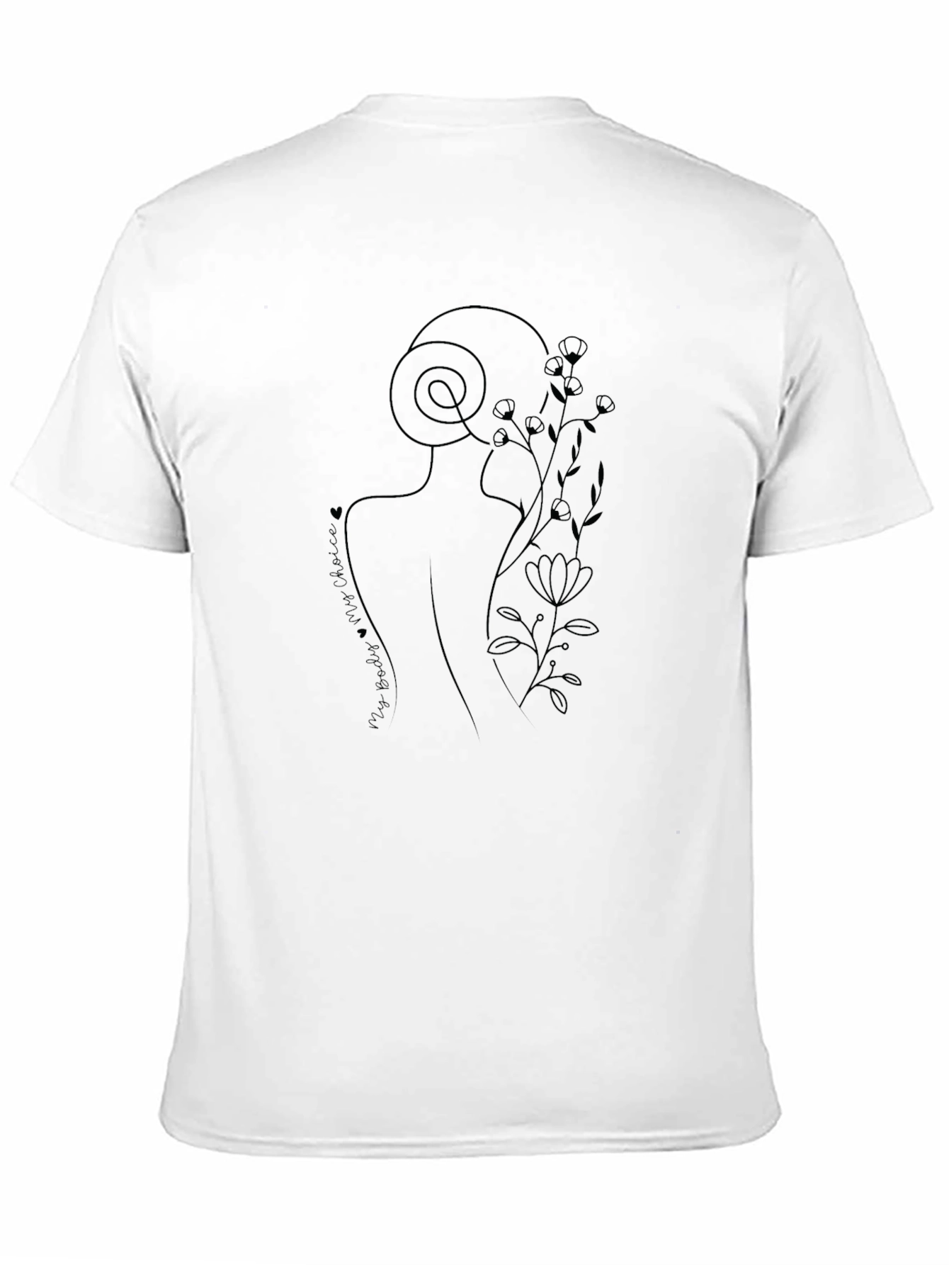 Black Minimalist Line Art Black T-Shirt view 11