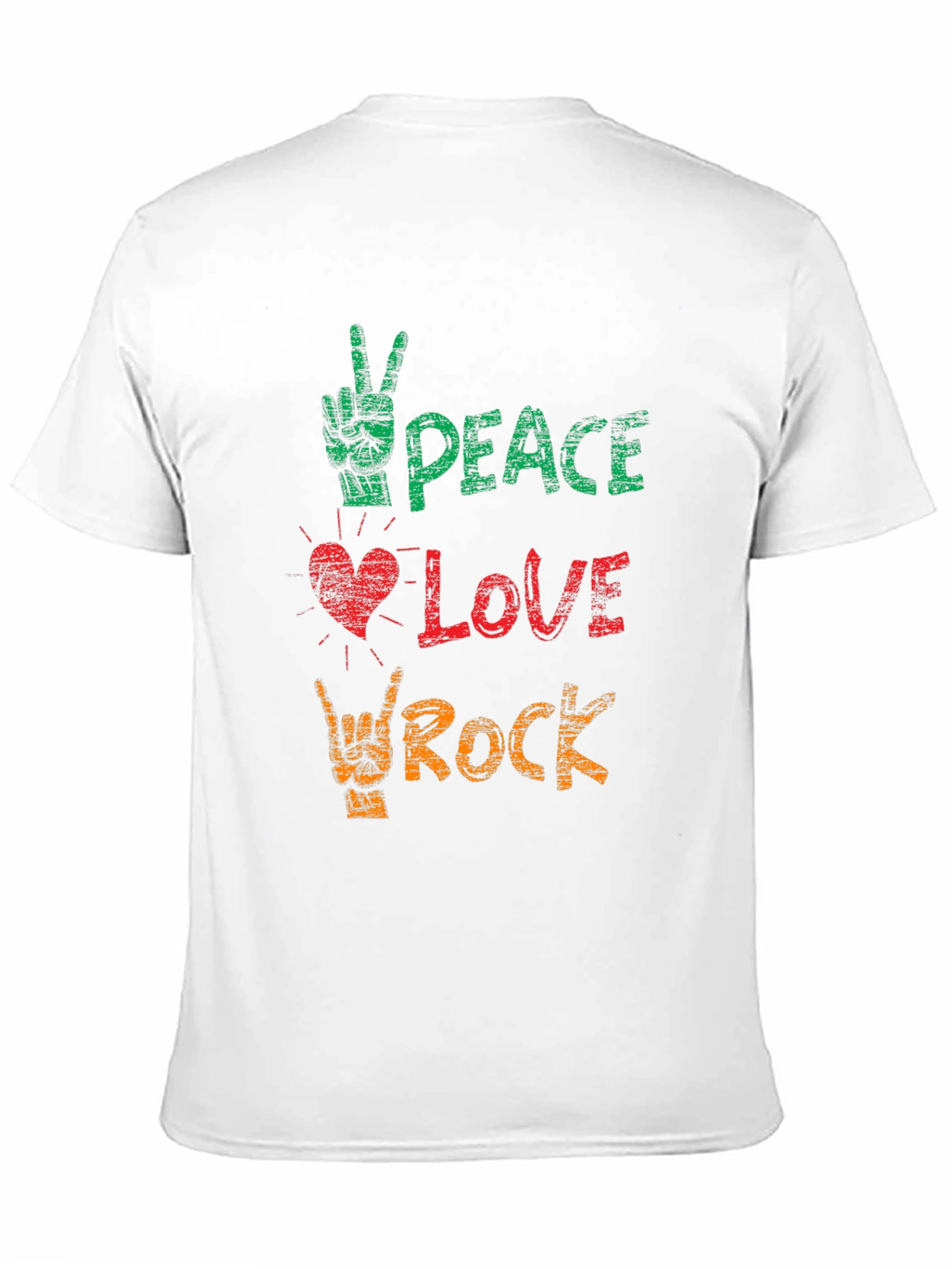 Black Peace Love Rock Graphic Tee - Black Cotton T-Shirt view 11