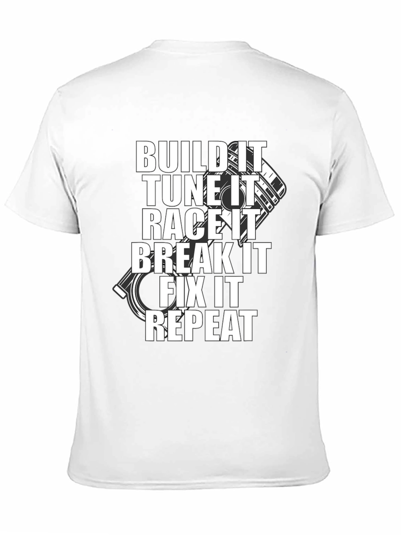 Black Build It, Tune It, Race It, Repeat Black T-Shirt view 11