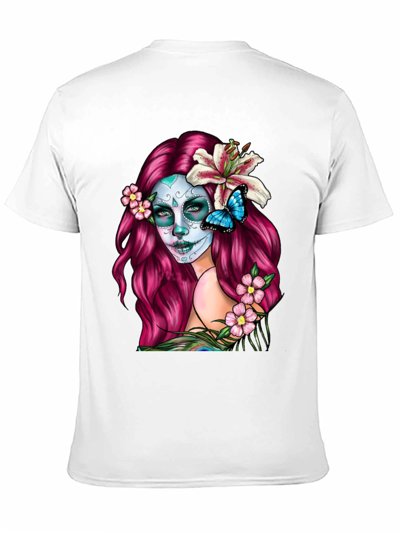 Black Sugar Skull Woman Graphic T-Shirt - Day of the Dead view 11