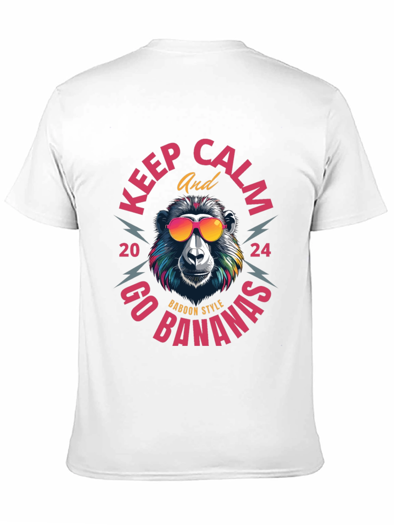 Black Keep Calm Baboon Style T-Shirt view 11