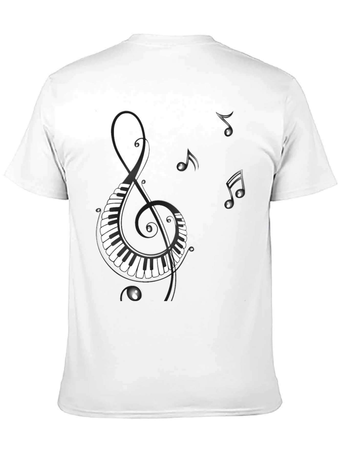 Black Musical Notes Piano Treble Clef Graphic T-Shirt view 11